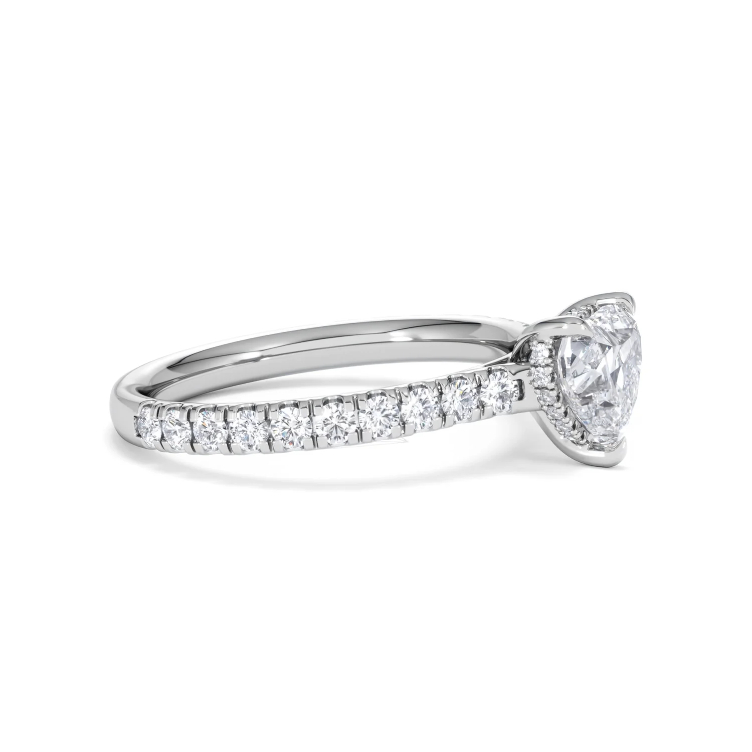 Amora Heart 1.47ct Hidden Halo Lab Diamond Engagement Ring With Side Stones Set in 18K Platinum - Image 22