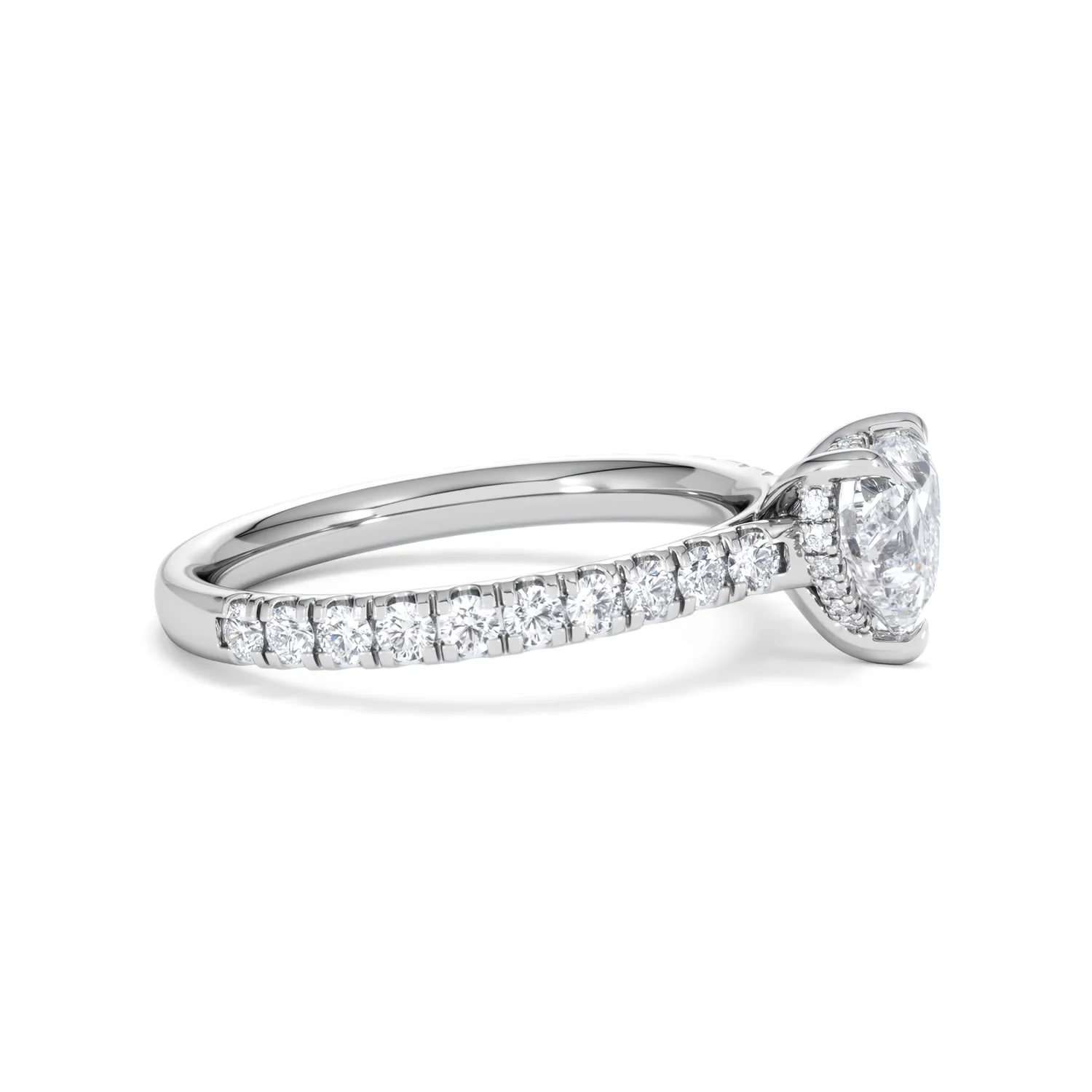 Amora Heart 1.47ct Hidden Halo Lab Diamond Engagement Ring With Side Stones Set in 18K Platinum - Image 24