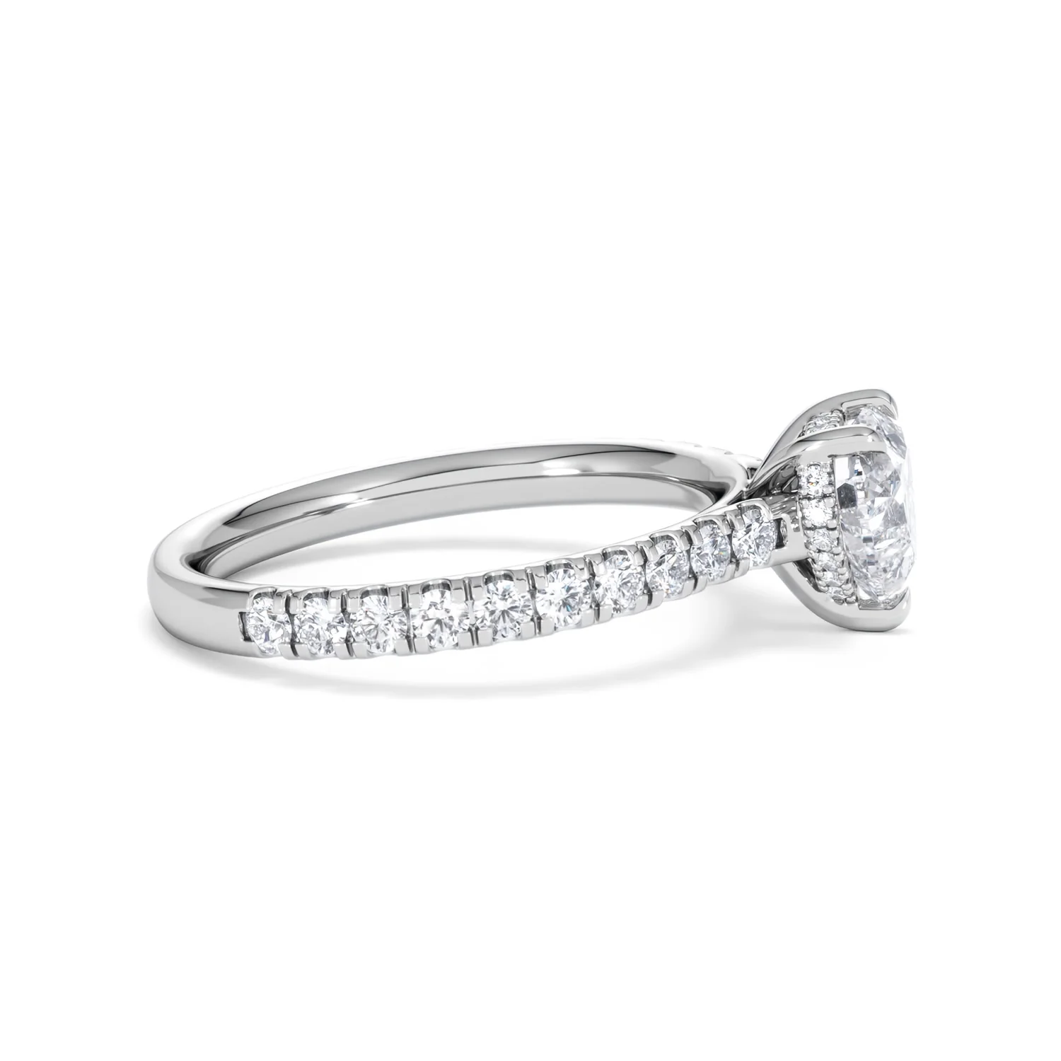 Amora Heart 1.47ct Hidden Halo Lab Diamond Engagement Ring With Side Stones Set in 18K Platinum - Image 26