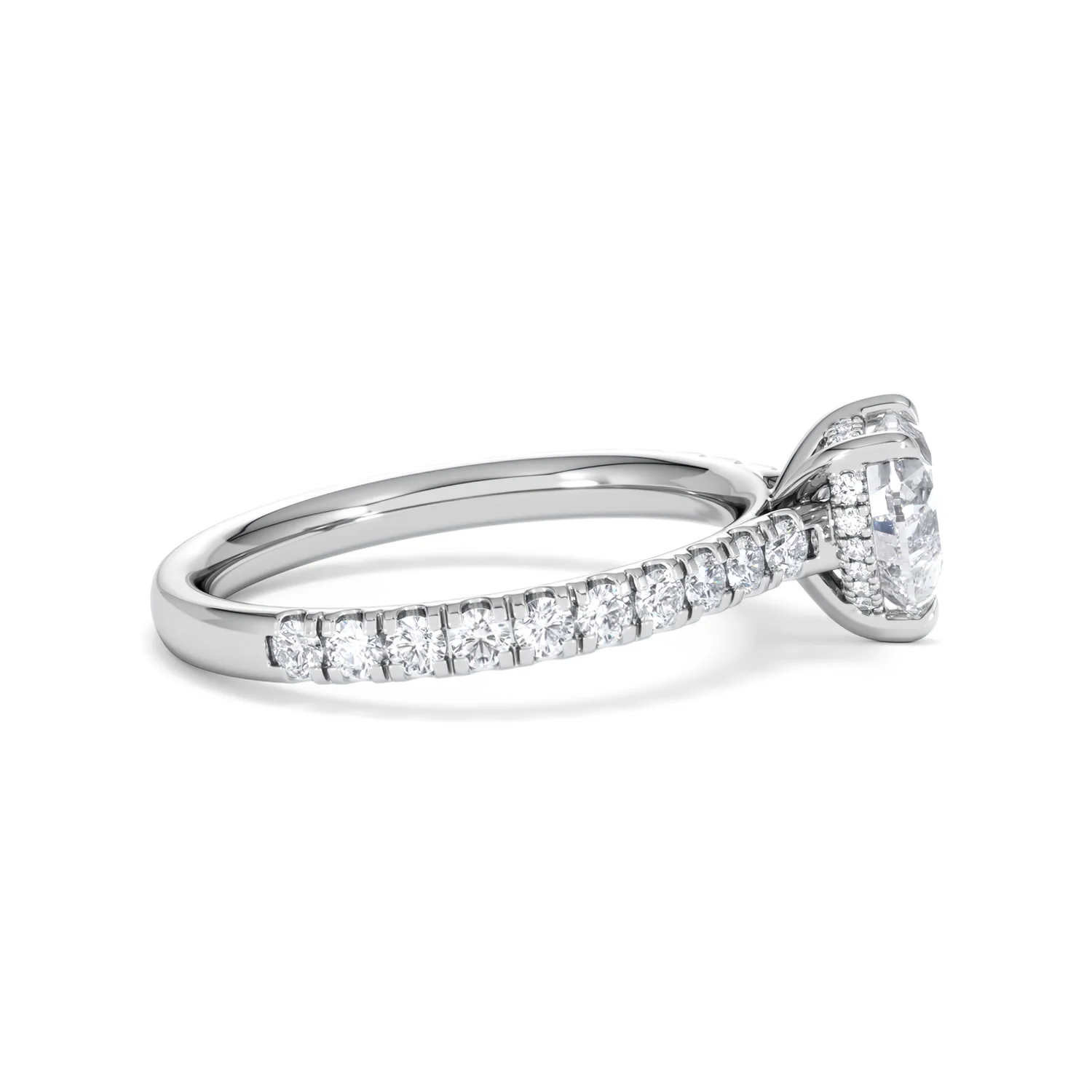 Amora Heart 1.47ct Hidden Halo Lab Diamond Engagement Ring With Side Stones Set in 18K Platinum - Image 27