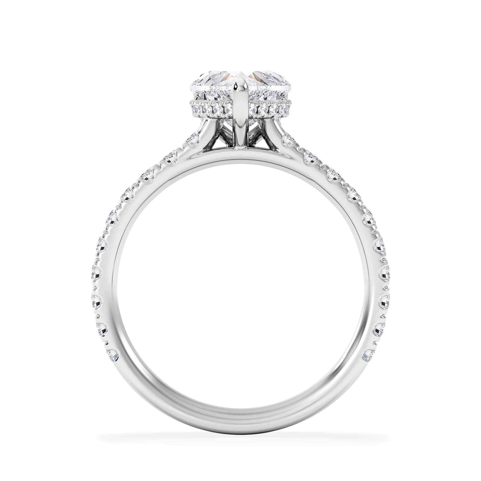 Amora Heart 1.47ct Hidden Halo Lab Diamond Engagement Ring With Side Stones Set in 18K Platinum - Image 3