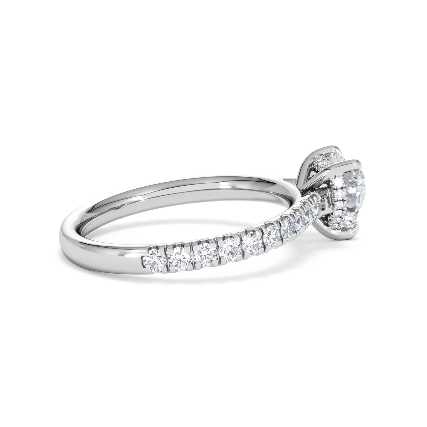 Amora Heart 1.47ct Hidden Halo Lab Diamond Engagement Ring With Side Stones Set in 18K Platinum - Image 31