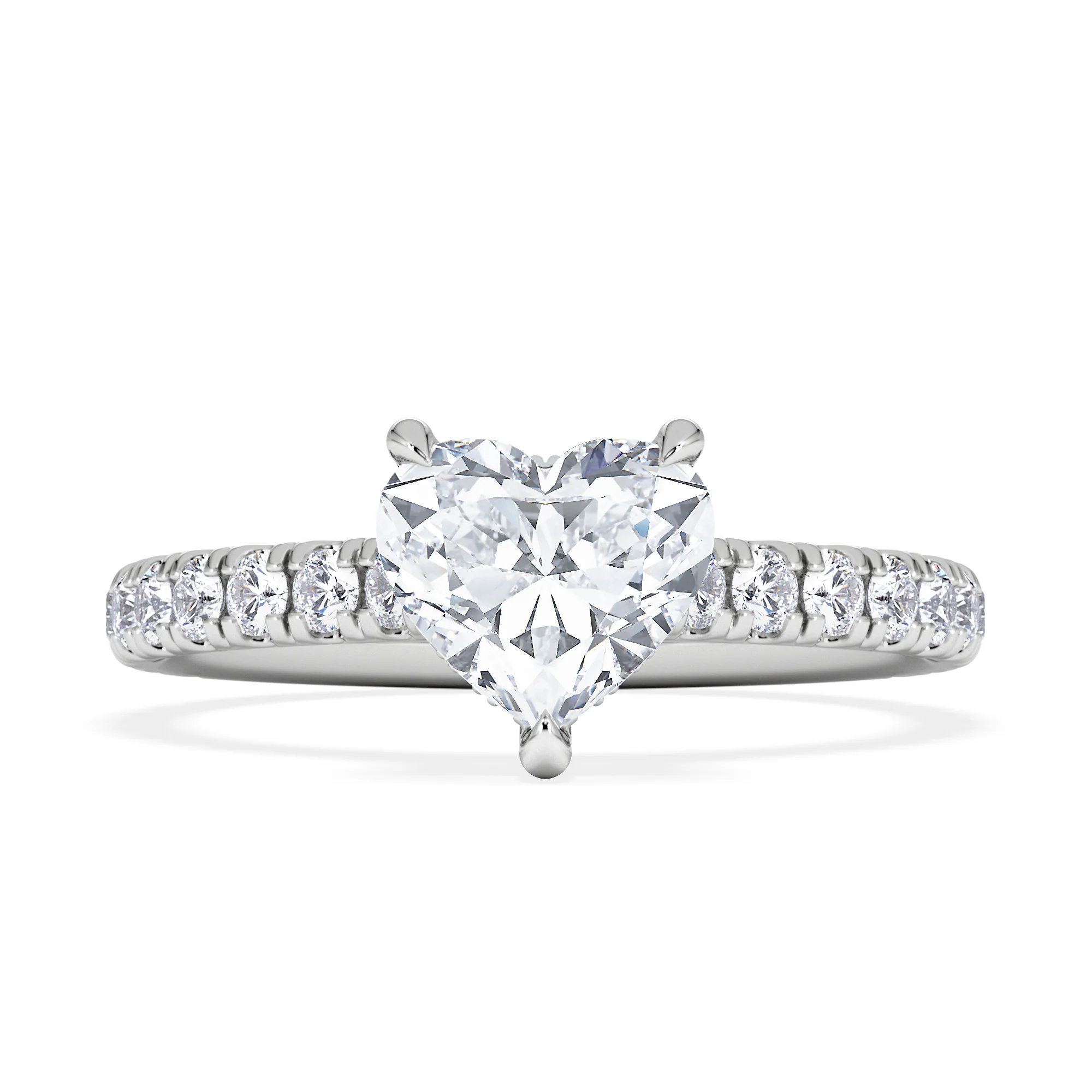 Amora Heart 1.47ct Hidden Halo Lab Diamond Engagement Ring With Side Stones Set in 18K Platinum - Image 6