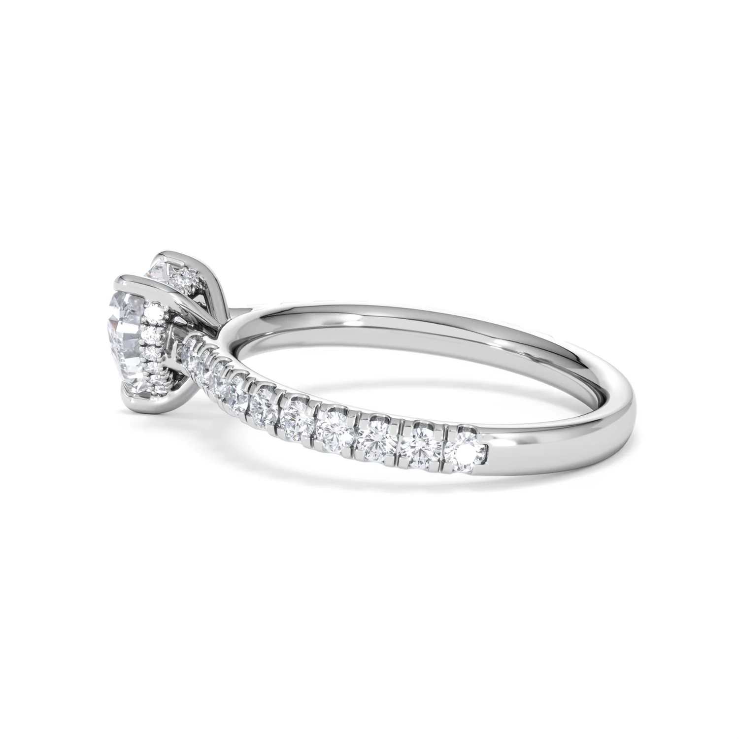 Amora Heart 1.47ct Hidden Halo Lab Diamond Engagement Ring With Side Stones Set in 18K Platinum - Image 64