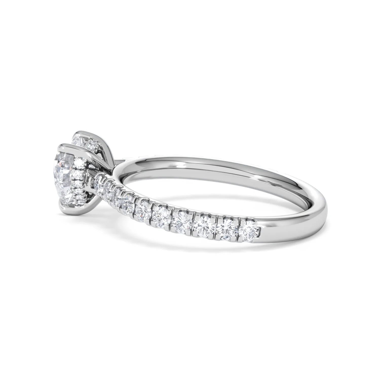Amora Heart 1.47ct Hidden Halo Lab Diamond Engagement Ring With Side Stones Set in 18K Platinum - Image 65