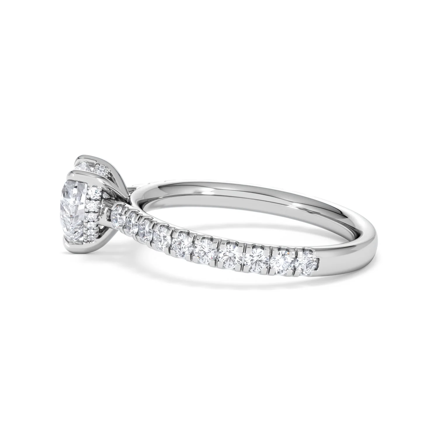 Amora Heart 1.47ct Hidden Halo Lab Diamond Engagement Ring With Side Stones Set in 18K Platinum - Image 67