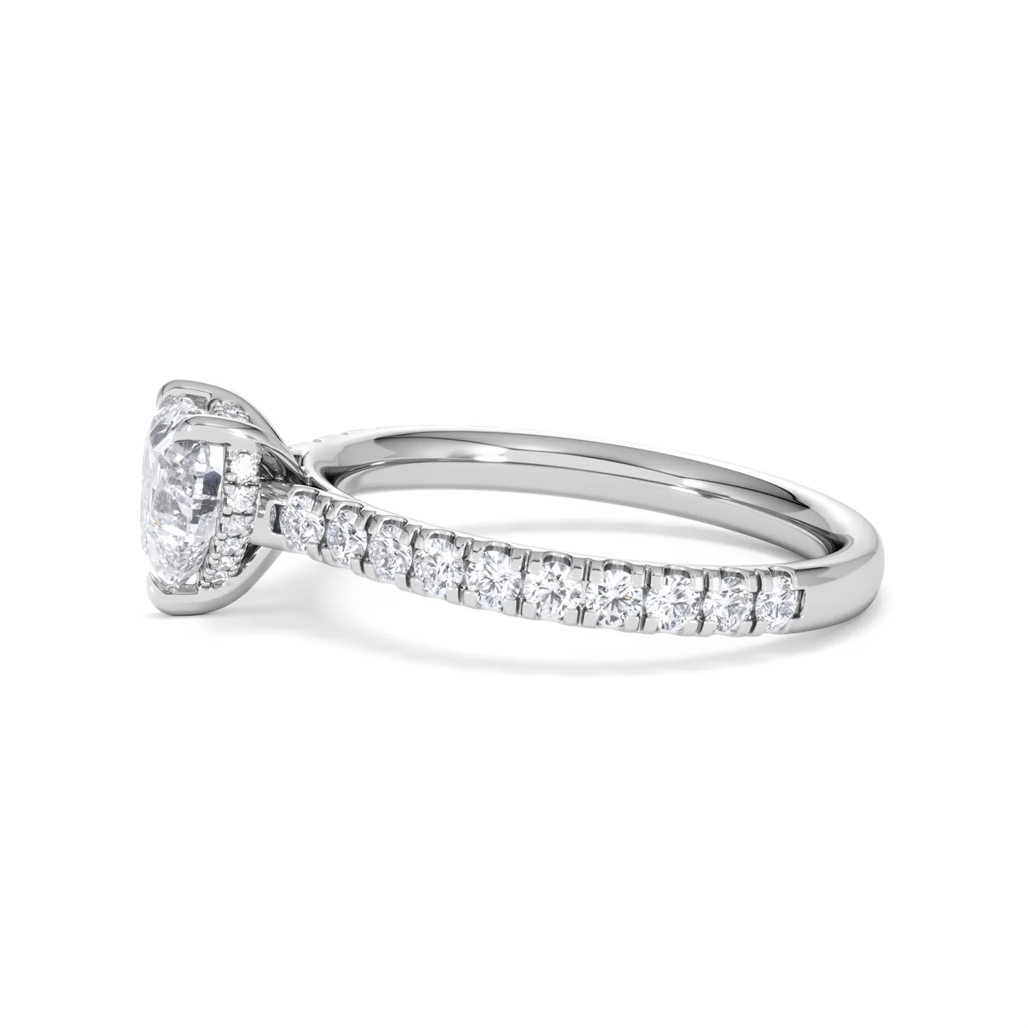 Amora Heart 1.47ct Hidden Halo Lab Diamond Engagement Ring With Side Stones Set in 18K Platinum - Image 70