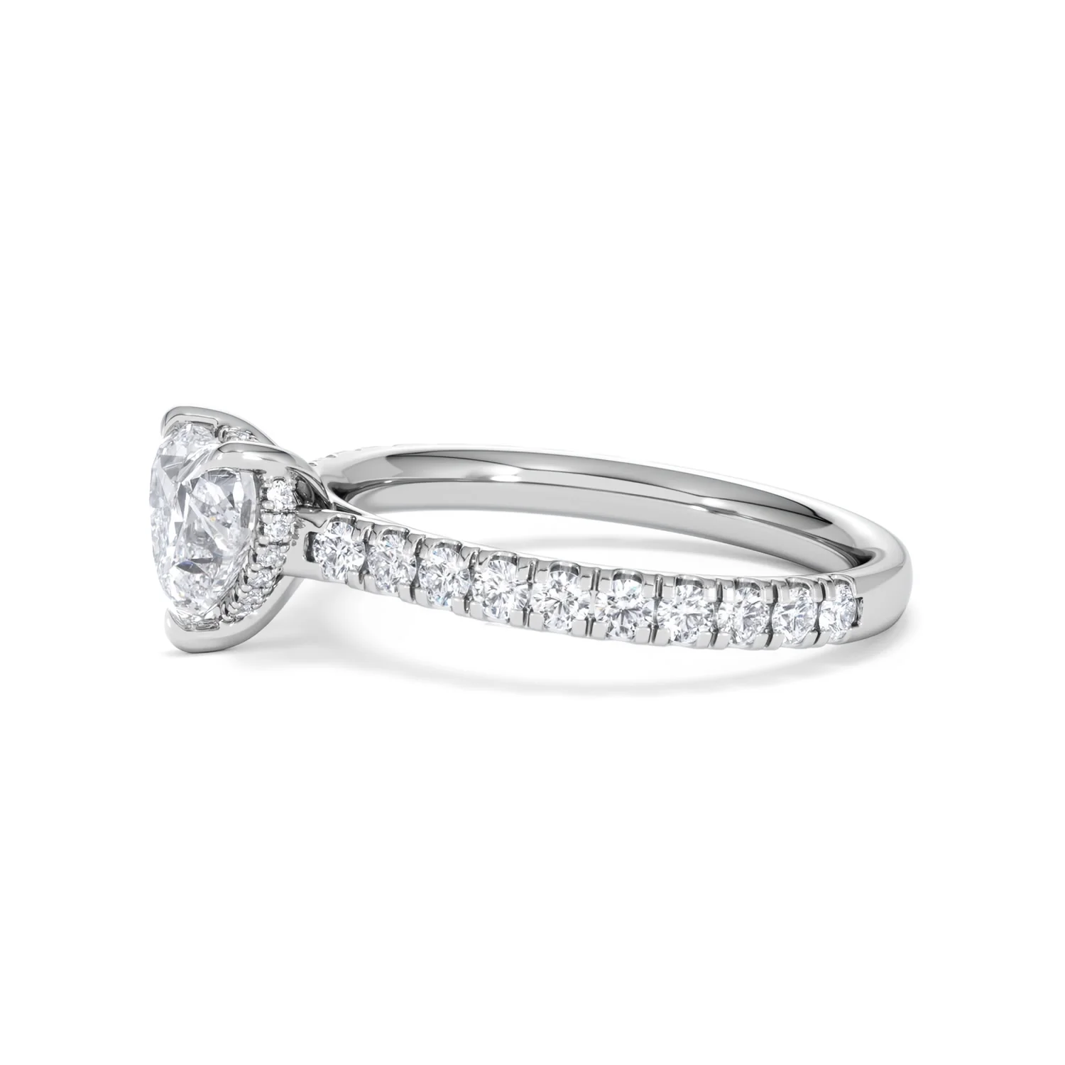 Amora Heart 1.47ct Hidden Halo Lab Diamond Engagement Ring With Side Stones Set in 18K Platinum - Image 72