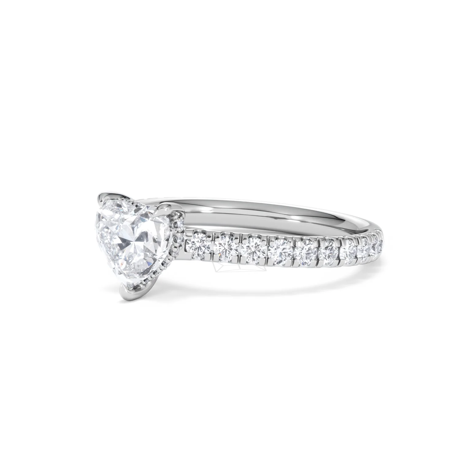 Amora Heart 1.47ct Hidden Halo Lab Diamond Engagement Ring With Side Stones Set in 18K Platinum - Image 79