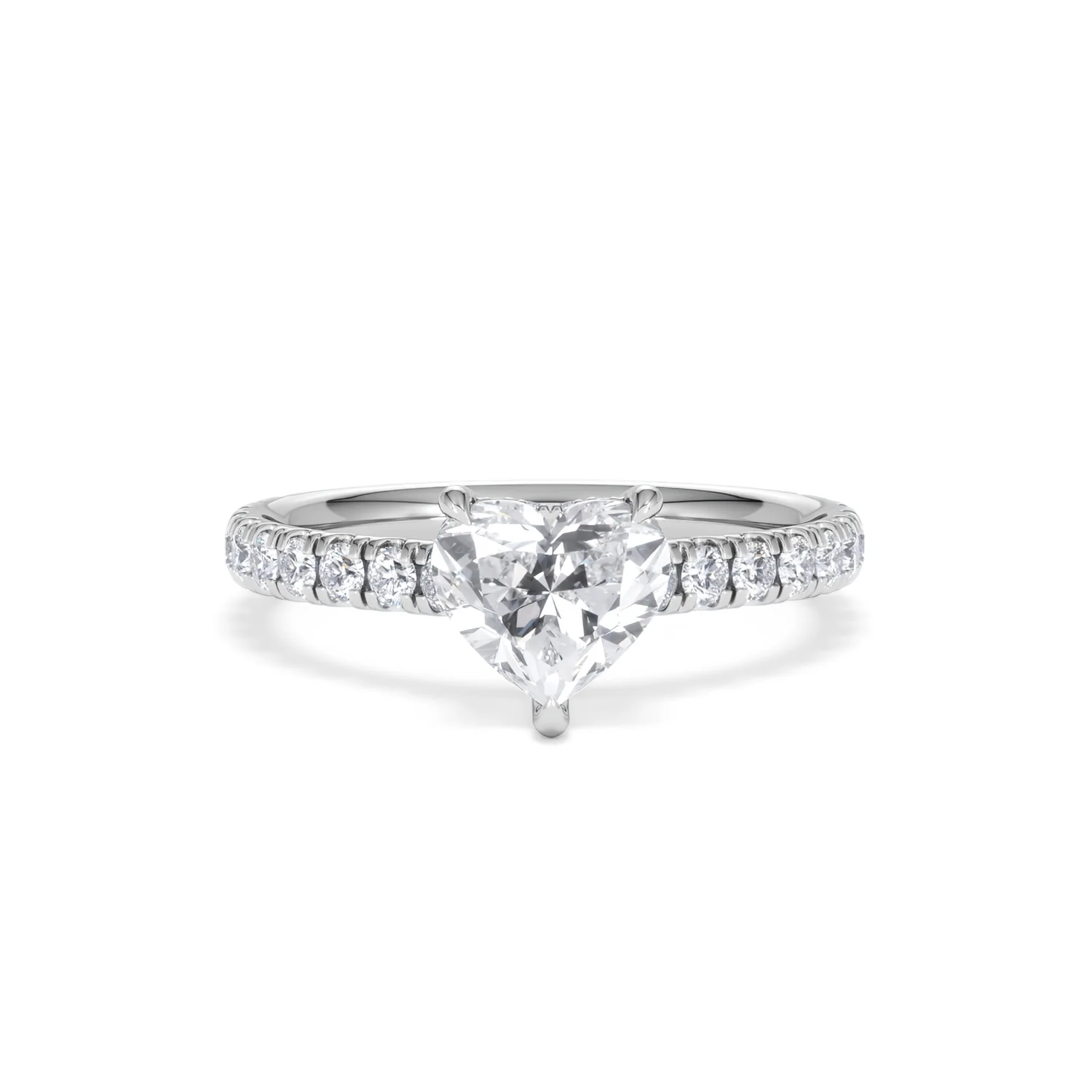 Amora Heart 1.47ct Hidden Halo Lab Diamond Engagement Ring With Side Stones Set in 18K Platinum - Image 8