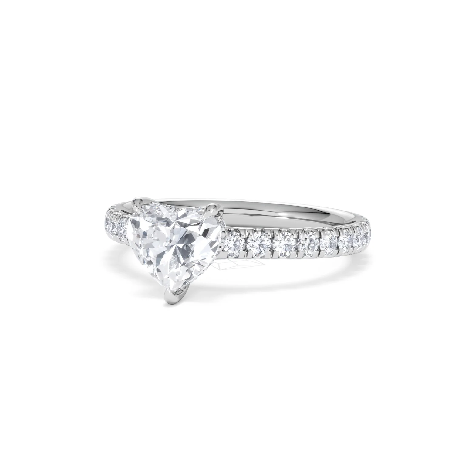 Amora Heart 1.47ct Hidden Halo Lab Diamond Engagement Ring With Side Stones Set in 18K Platinum - Image 83