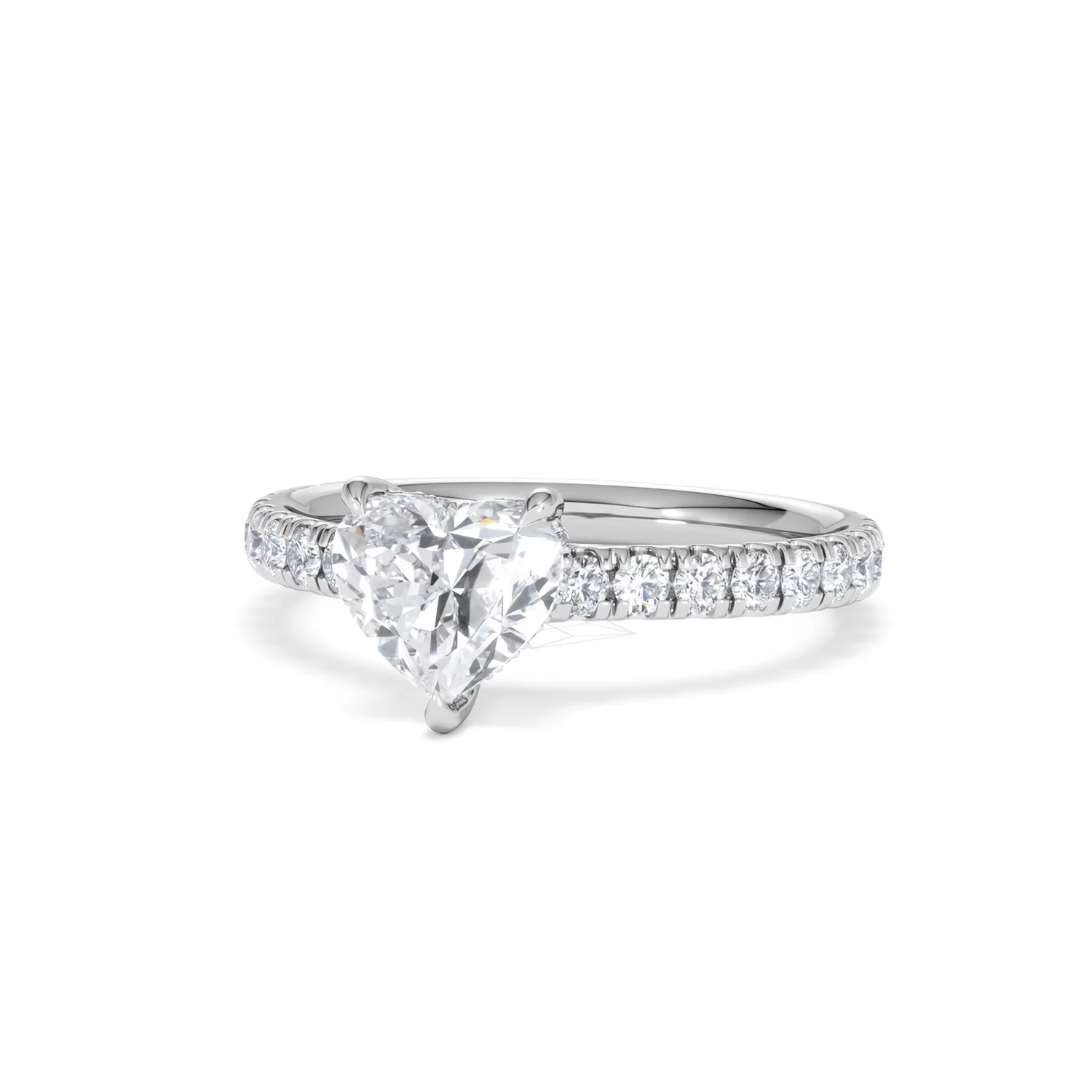 Amora Heart 1.47ct Hidden Halo Lab Diamond Engagement Ring With Side Stones Set in 18K Platinum - Image 84