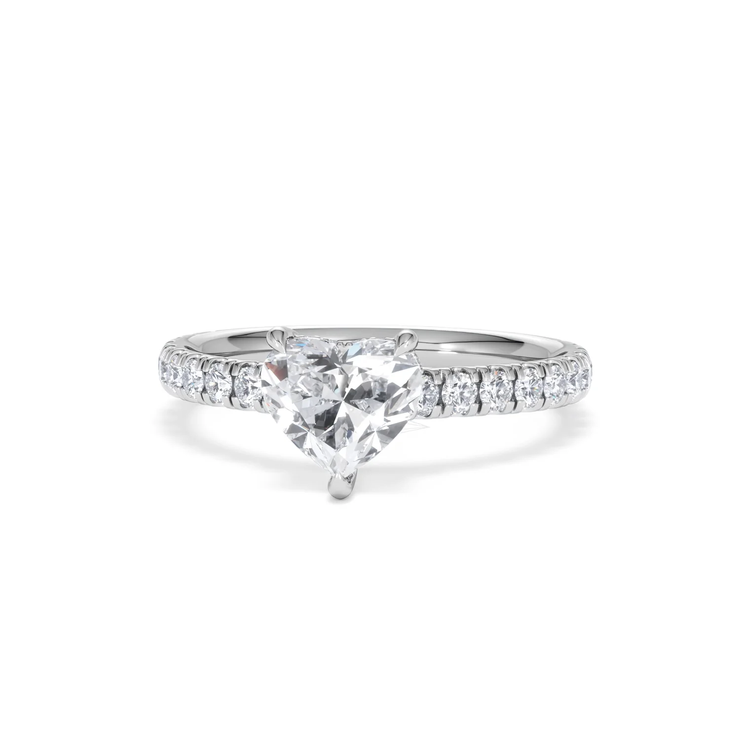 Amora Heart 1.47ct Hidden Halo Lab Diamond Engagement Ring With Side Stones Set in 18K Platinum - Image 86