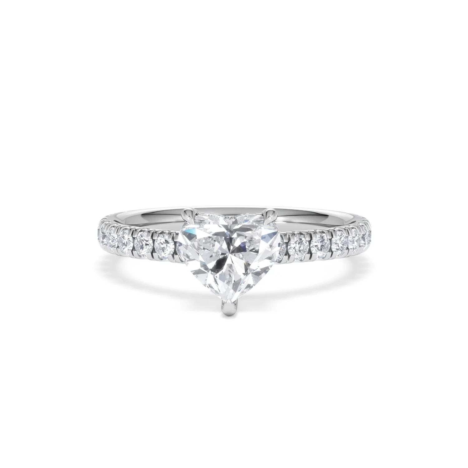 Amora Heart 1.47ct Hidden Halo Lab Diamond Engagement Ring With Side Stones Set in 18K Platinum - Image 87