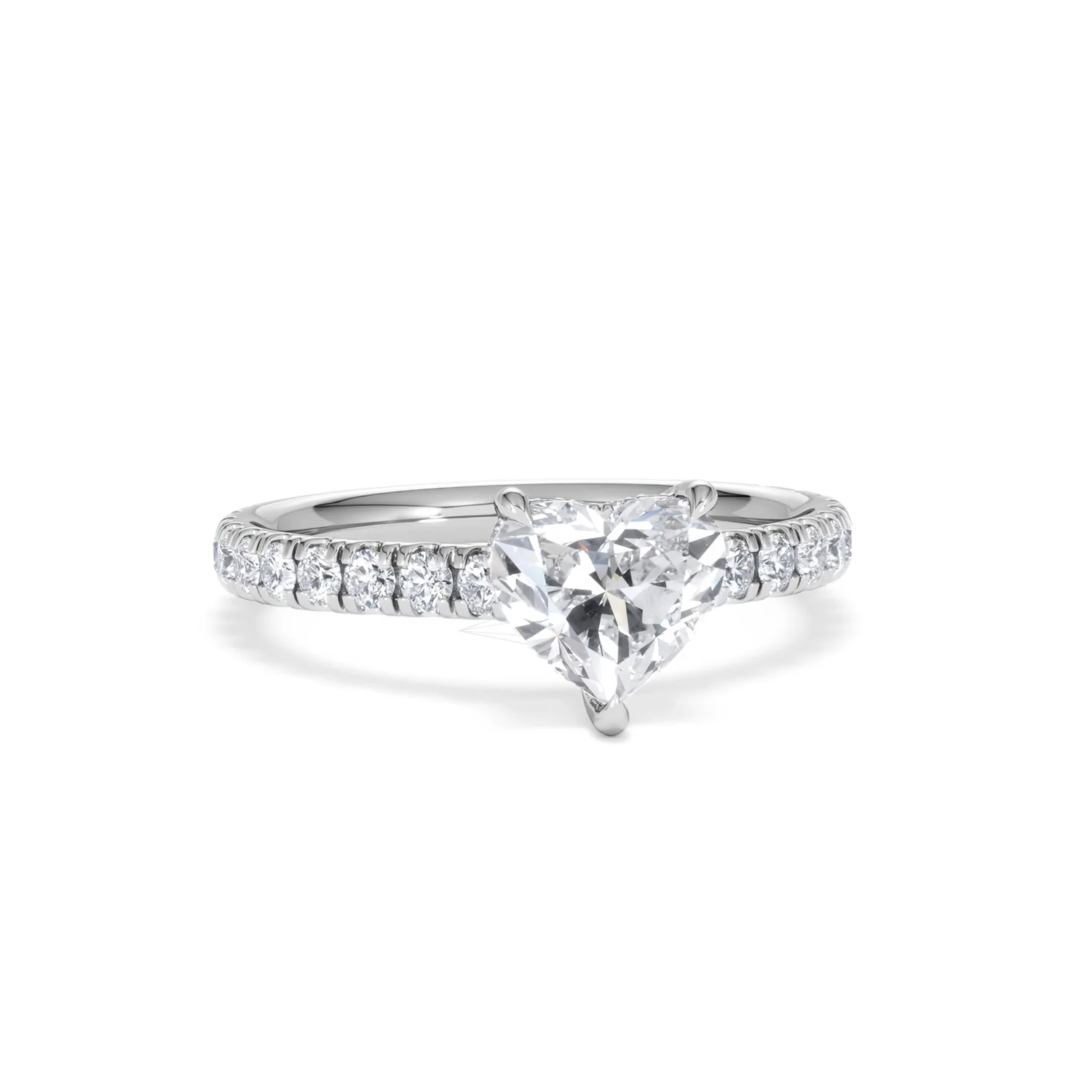 Amora Heart 1.47ct Hidden Halo Lab Diamond Engagement Ring With Side Stones Set in 18K White Gold - Image 10