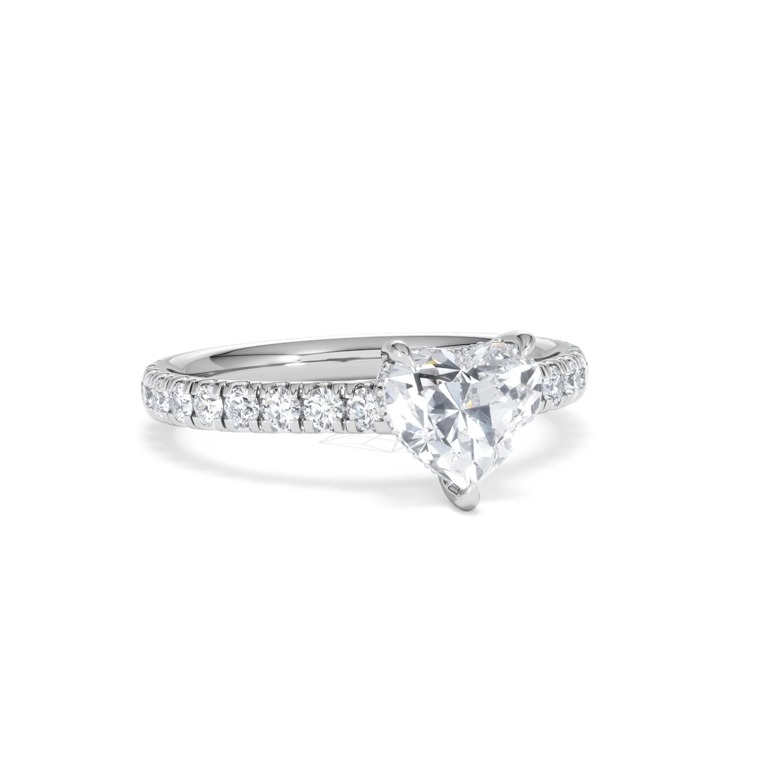 Amora Heart 1.47ct Hidden Halo Lab Diamond Engagement Ring With Side Stones Set in 18K White Gold - Image 12