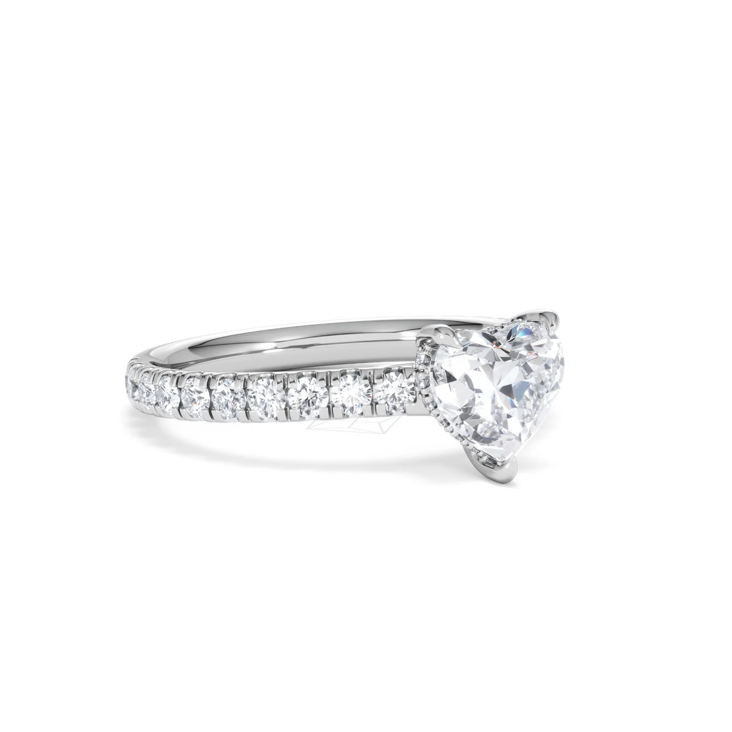 Amora Heart 1.47ct Hidden Halo Lab Diamond Engagement Ring With Side Stones Set in 18K White Gold - Image 15