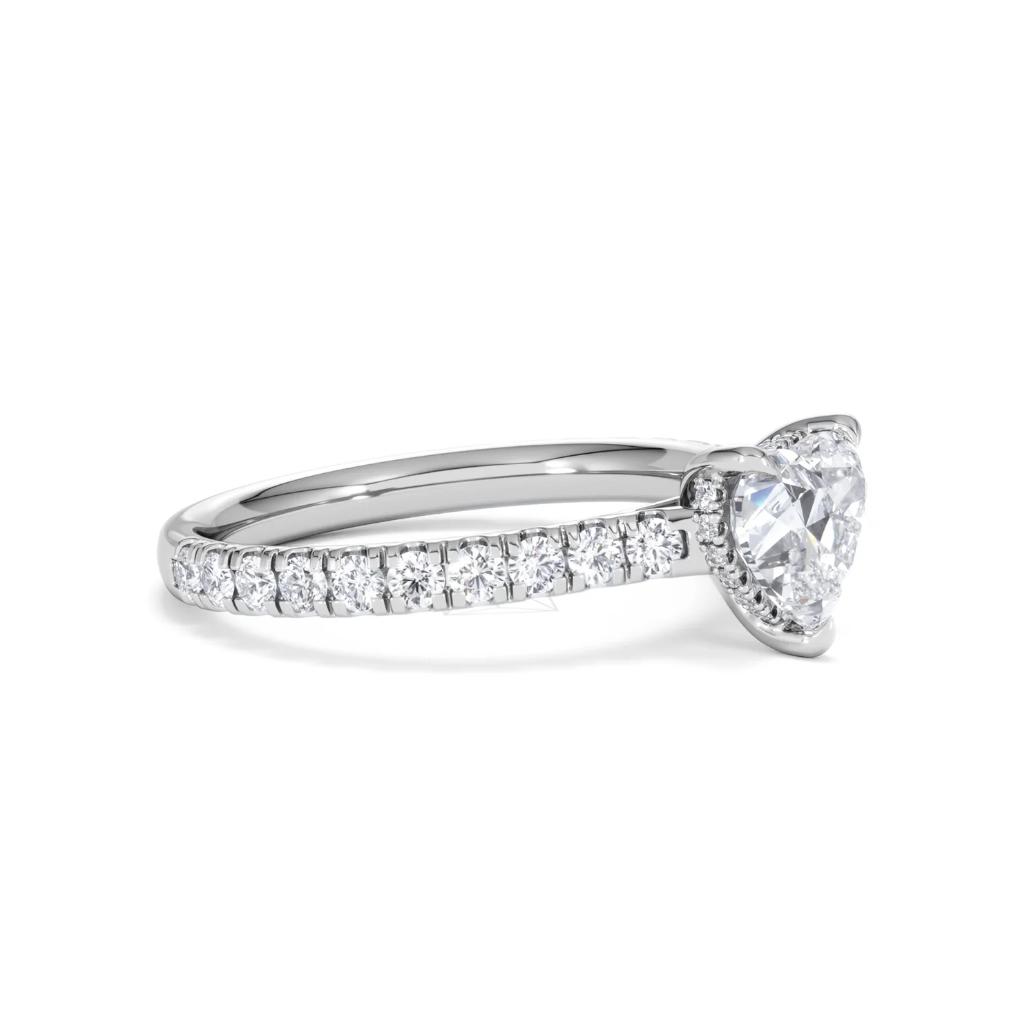 Amora Heart 1.47ct Hidden Halo Lab Diamond Engagement Ring With Side Stones Set in 18K White Gold - Image 20