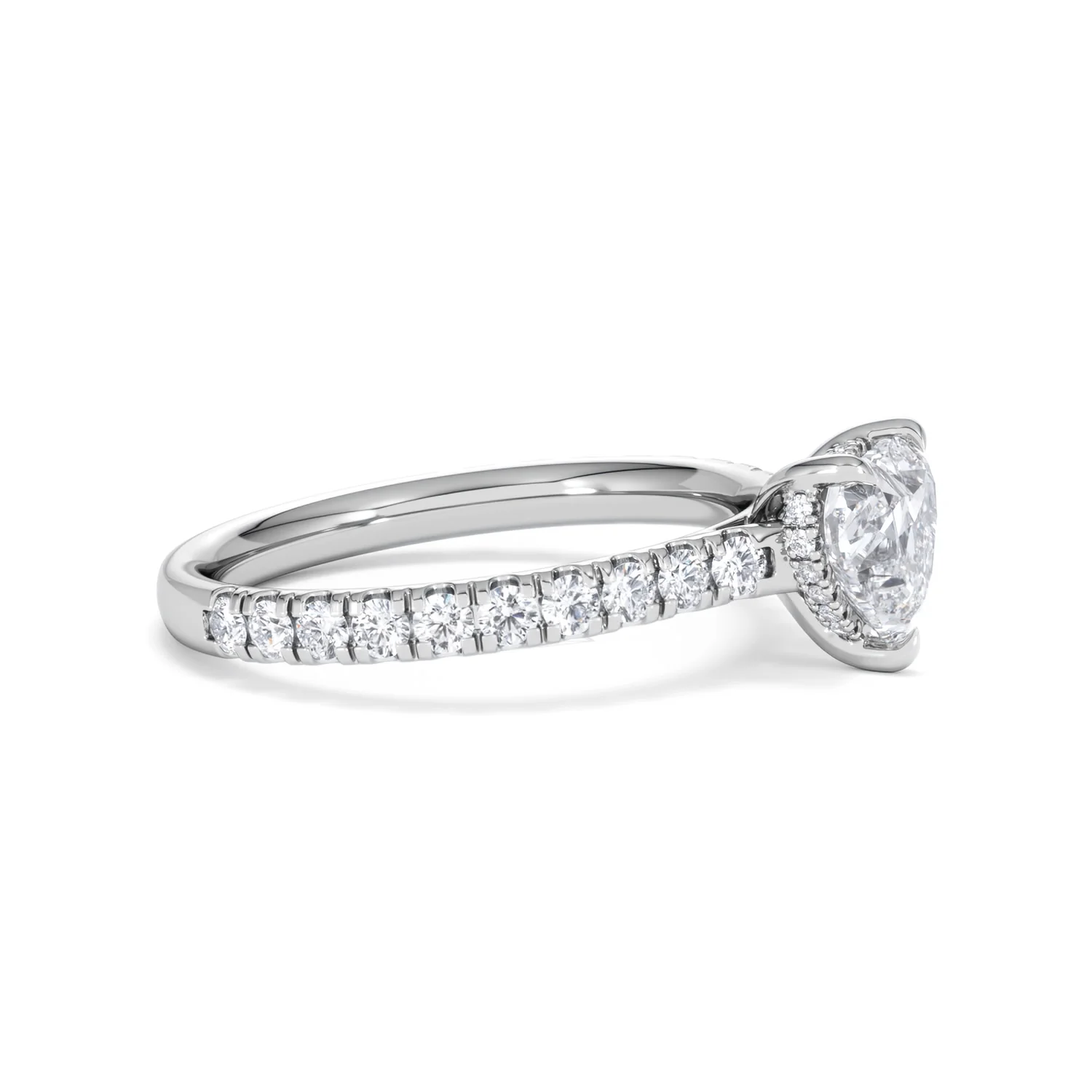 Amora Heart 1.47ct Hidden Halo Lab Diamond Engagement Ring With Side Stones Set in 18K White Gold - Image 23