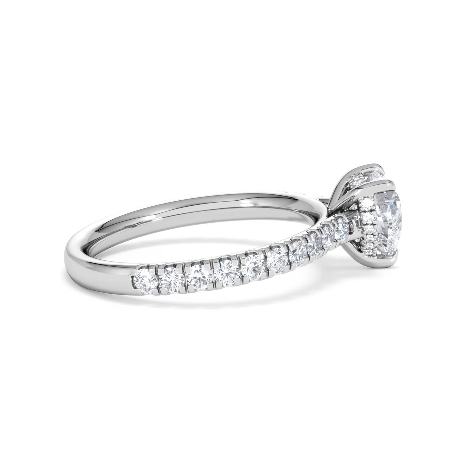 Amora Heart 1.47ct Hidden Halo Lab Diamond Engagement Ring With Side Stones Set in 18K White Gold - Image 29