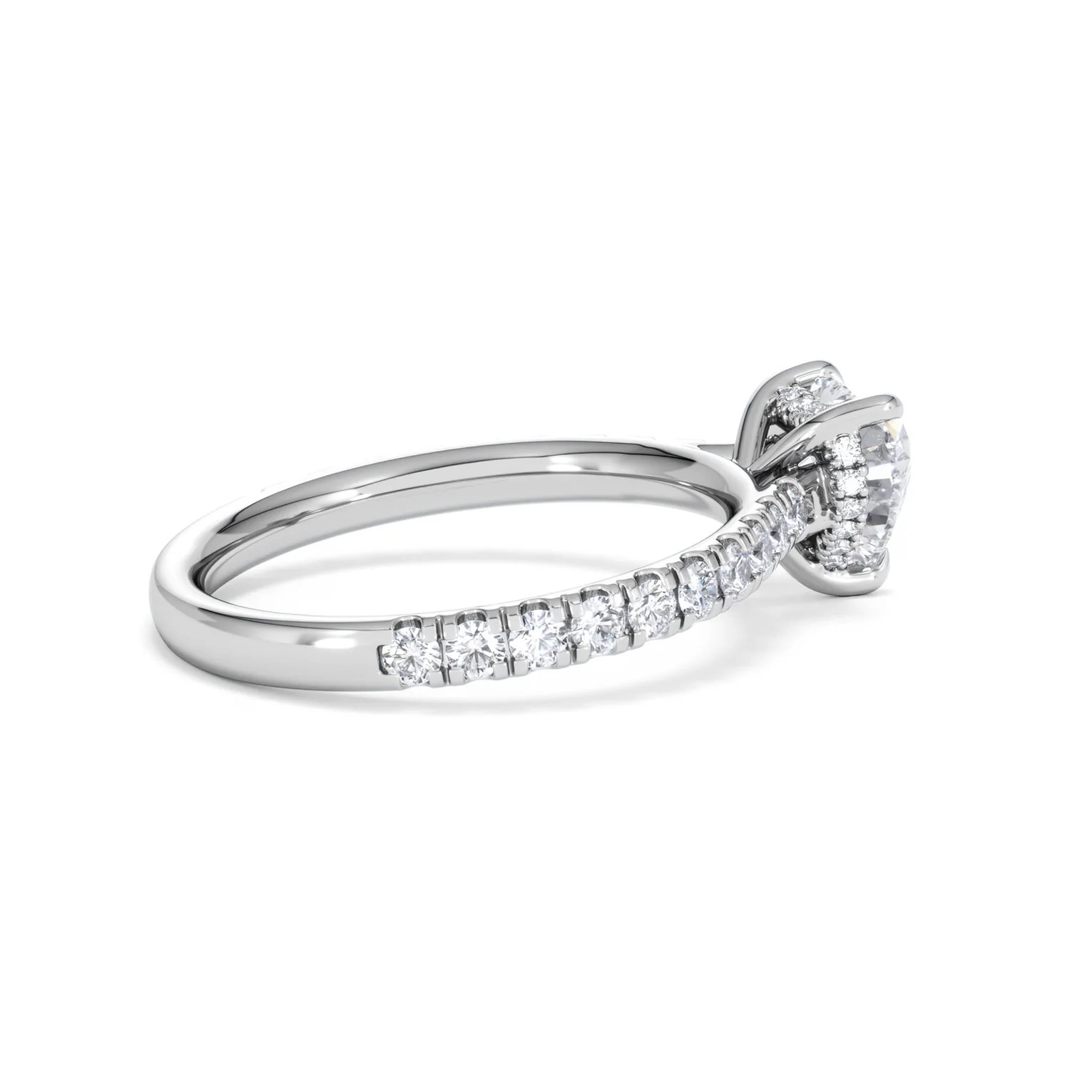 Amora Heart 1.47ct Hidden Halo Lab Diamond Engagement Ring With Side Stones Set in 18K White Gold - Image 32