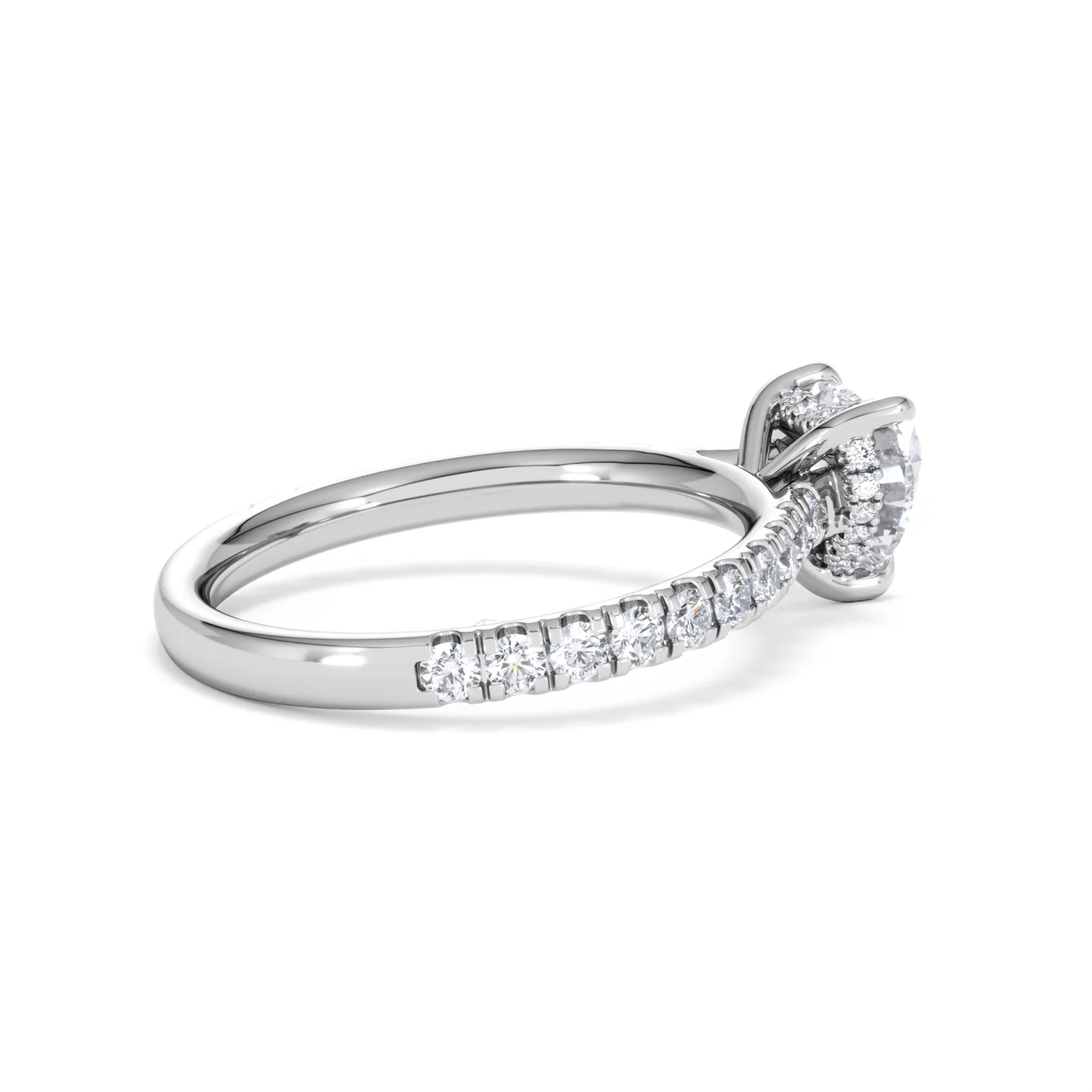 Amora Heart 1.47ct Hidden Halo Lab Diamond Engagement Ring With Side Stones Set in 18K White Gold - Image 33