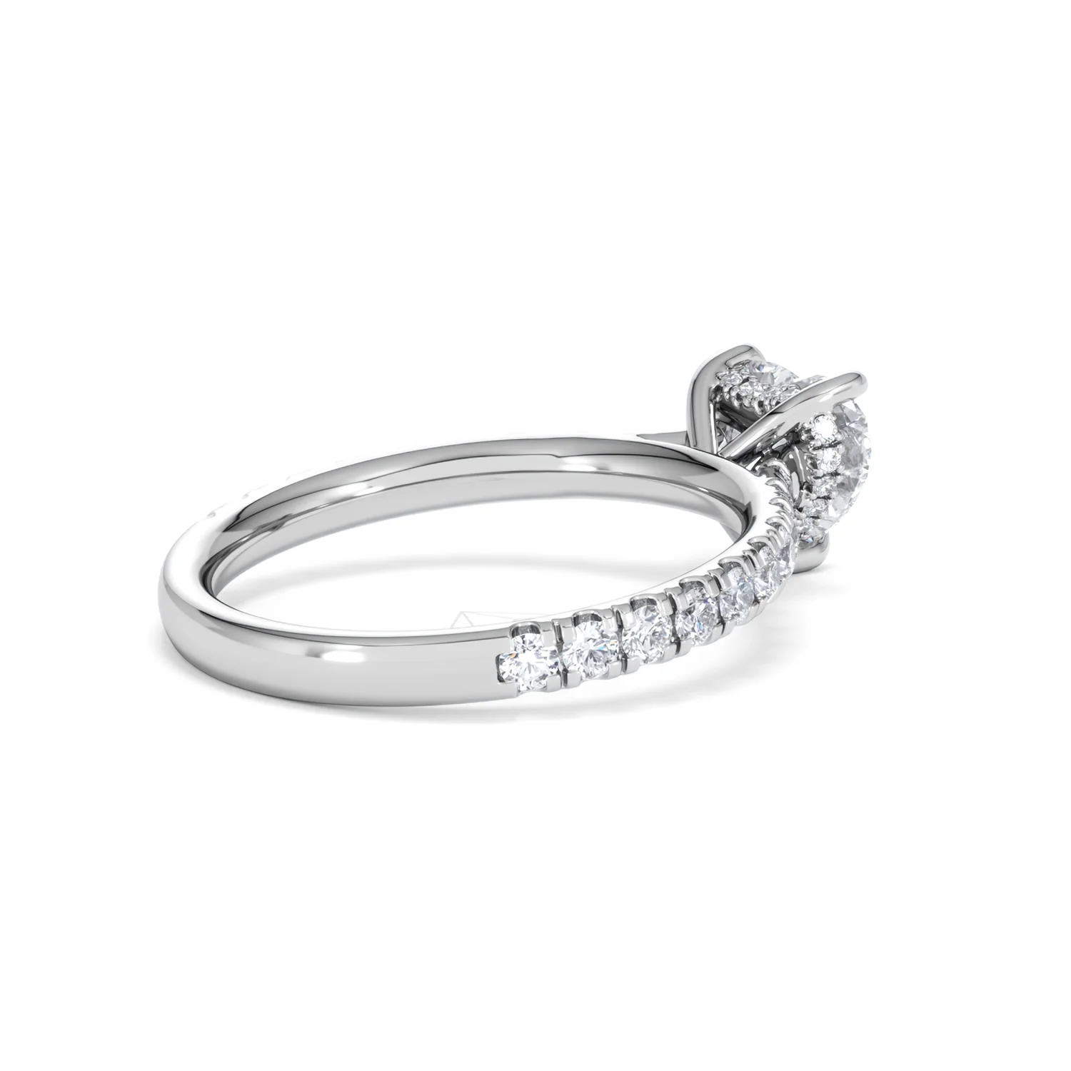Amora Heart 1.47ct Hidden Halo Lab Diamond Engagement Ring With Side Stones Set in 18K White Gold - Image 36