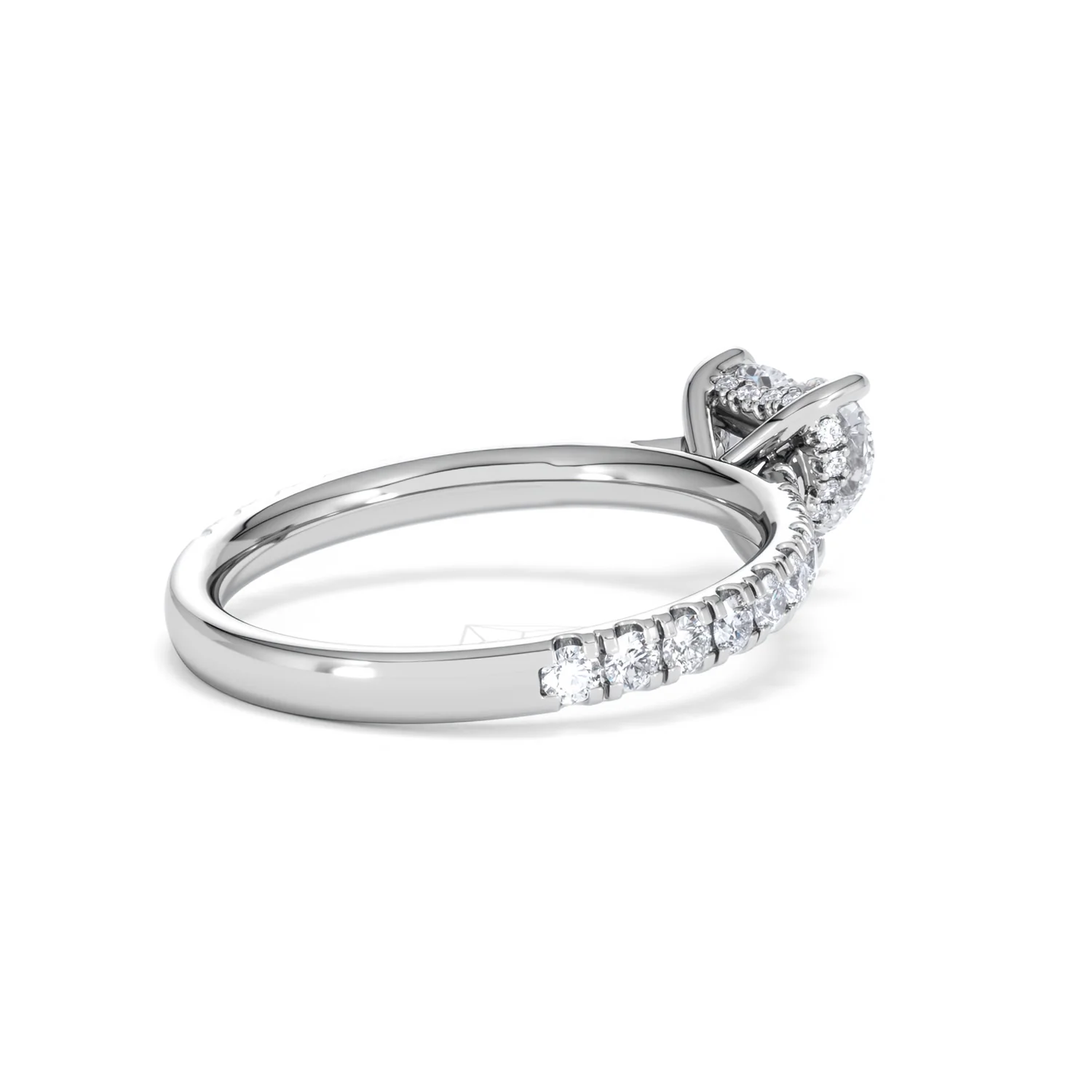 Amora Heart 1.47ct Hidden Halo Lab Diamond Engagement Ring With Side Stones Set in 18K White Gold - Image 37