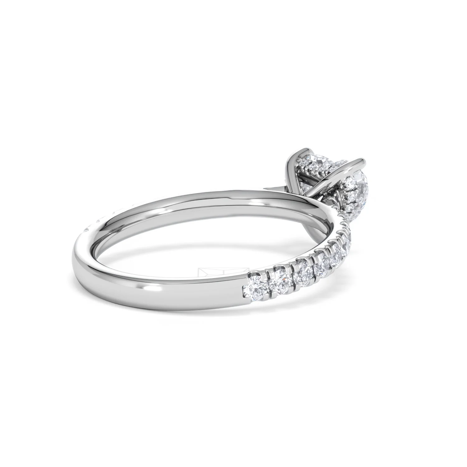 Amora Heart 1.47ct Hidden Halo Lab Diamond Engagement Ring With Side Stones Set in 18K White Gold - Image 38