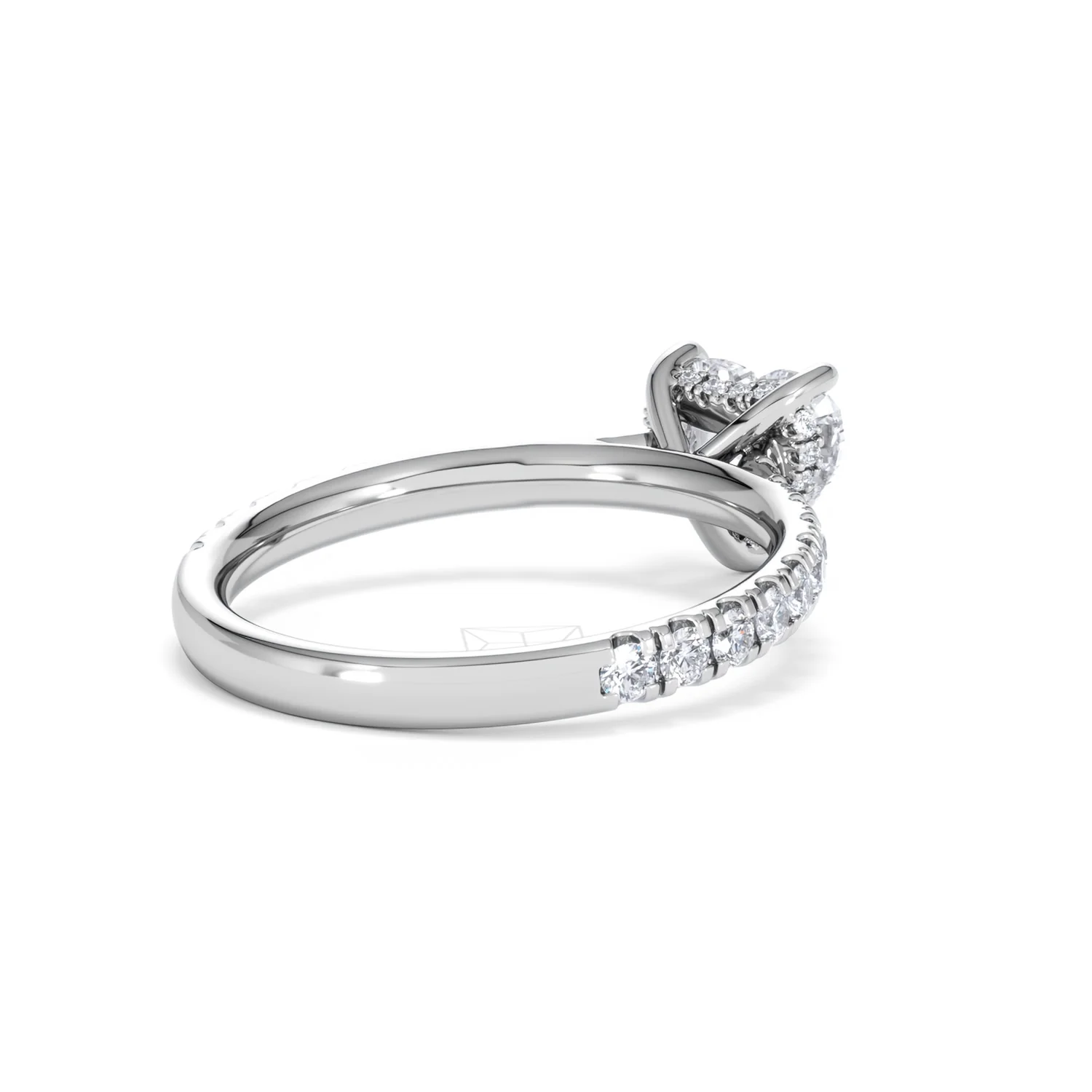 Amora Heart 1.47ct Hidden Halo Lab Diamond Engagement Ring With Side Stones Set in 18K White Gold - Image 39