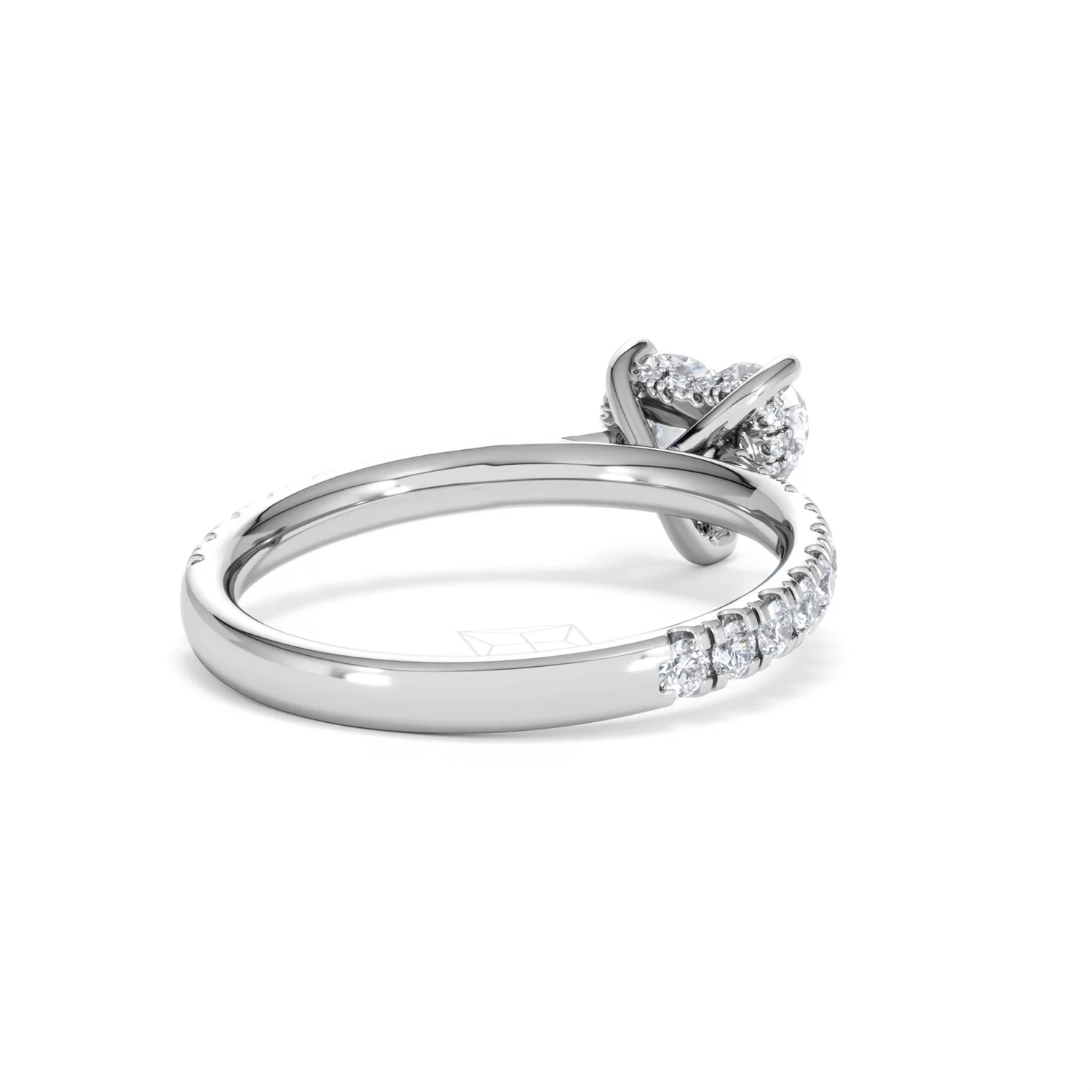Amora Heart 1.47ct Hidden Halo Lab Diamond Engagement Ring With Side Stones Set in 18K White Gold - Image 41
