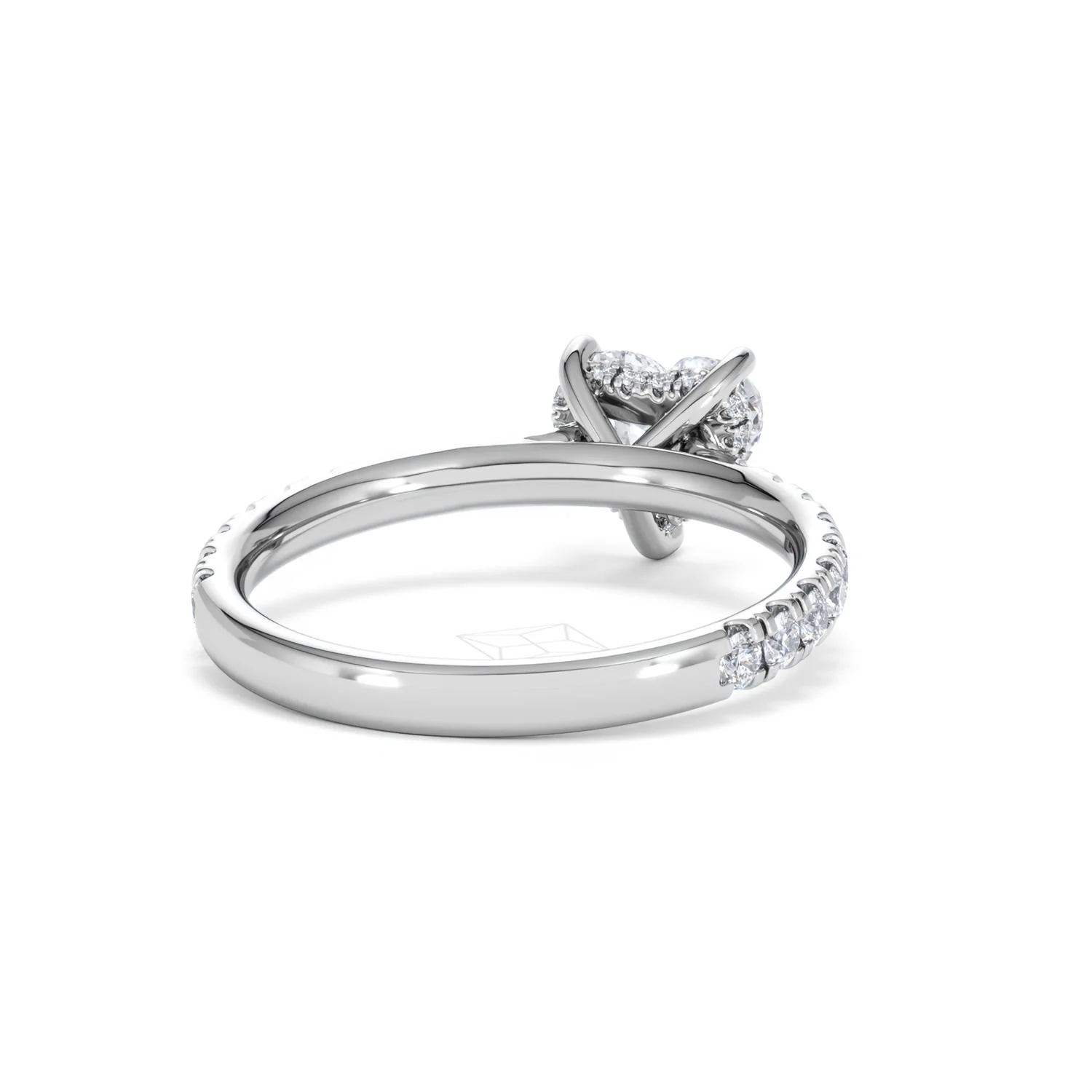 Amora Heart 1.47ct Hidden Halo Lab Diamond Engagement Ring With Side Stones Set in 18K White Gold - Image 43