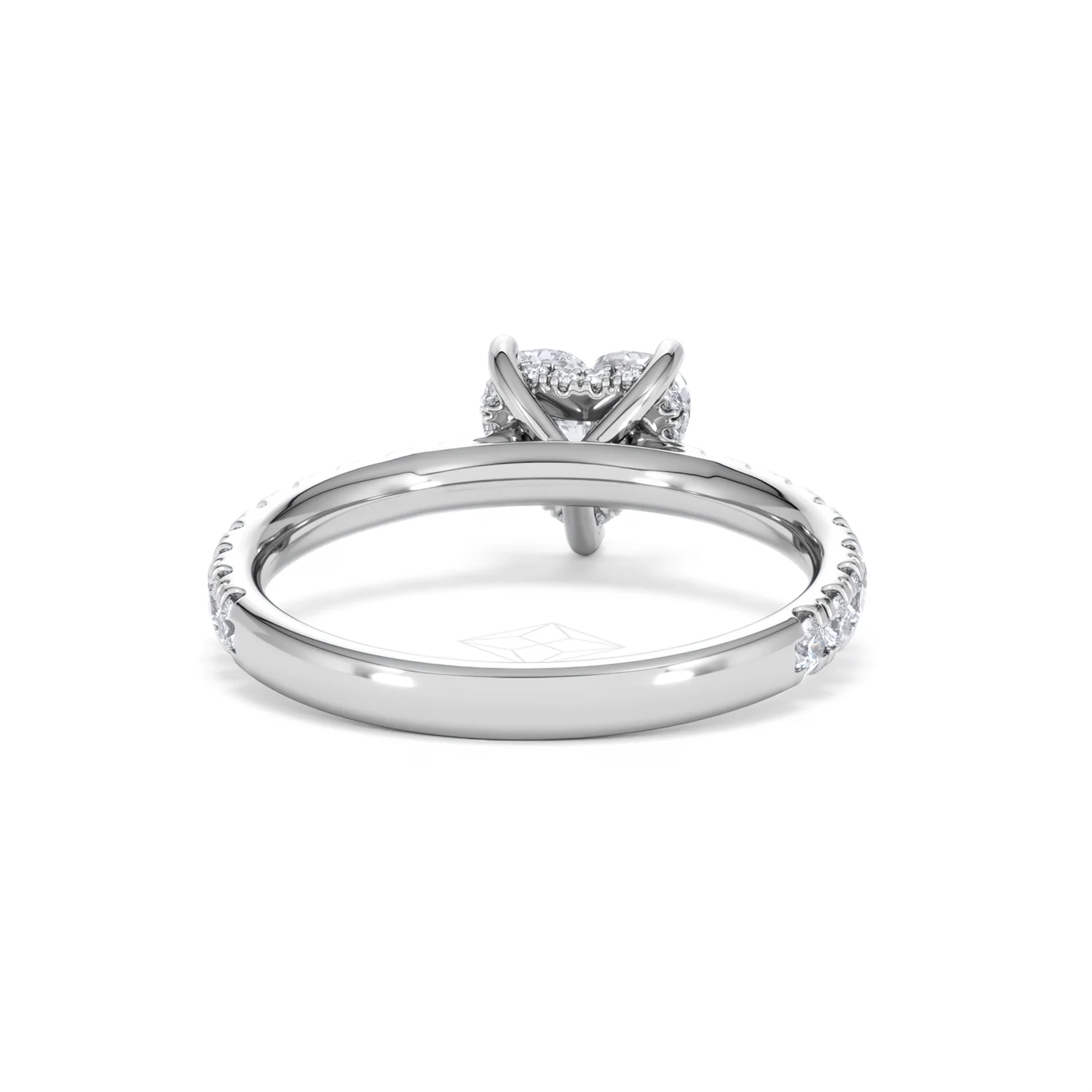 Amora Heart 1.47ct Hidden Halo Lab Diamond Engagement Ring With Side Stones Set in 18K White Gold - Image 46