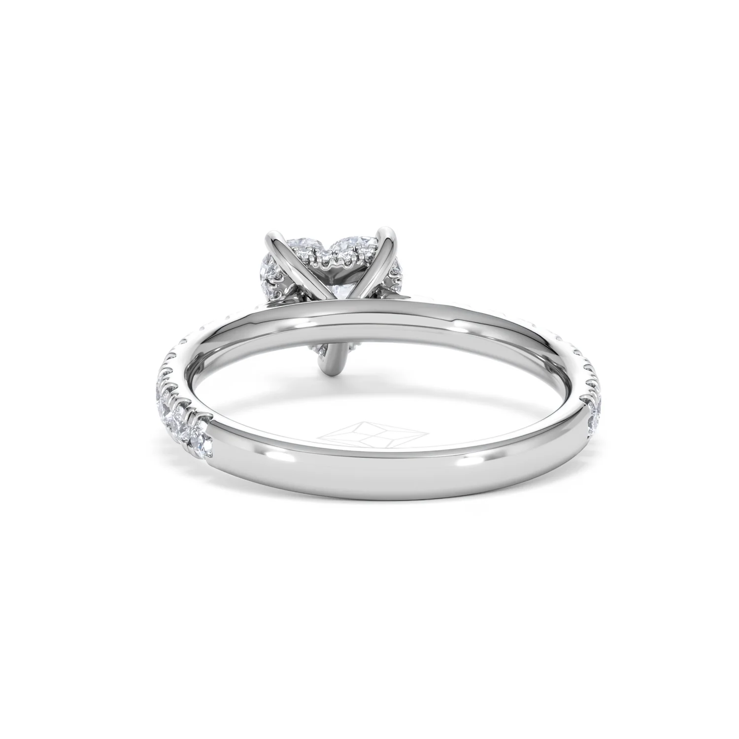 Amora Heart 1.47ct Hidden Halo Lab Diamond Engagement Ring With Side Stones Set in 18K White Gold - Image 50