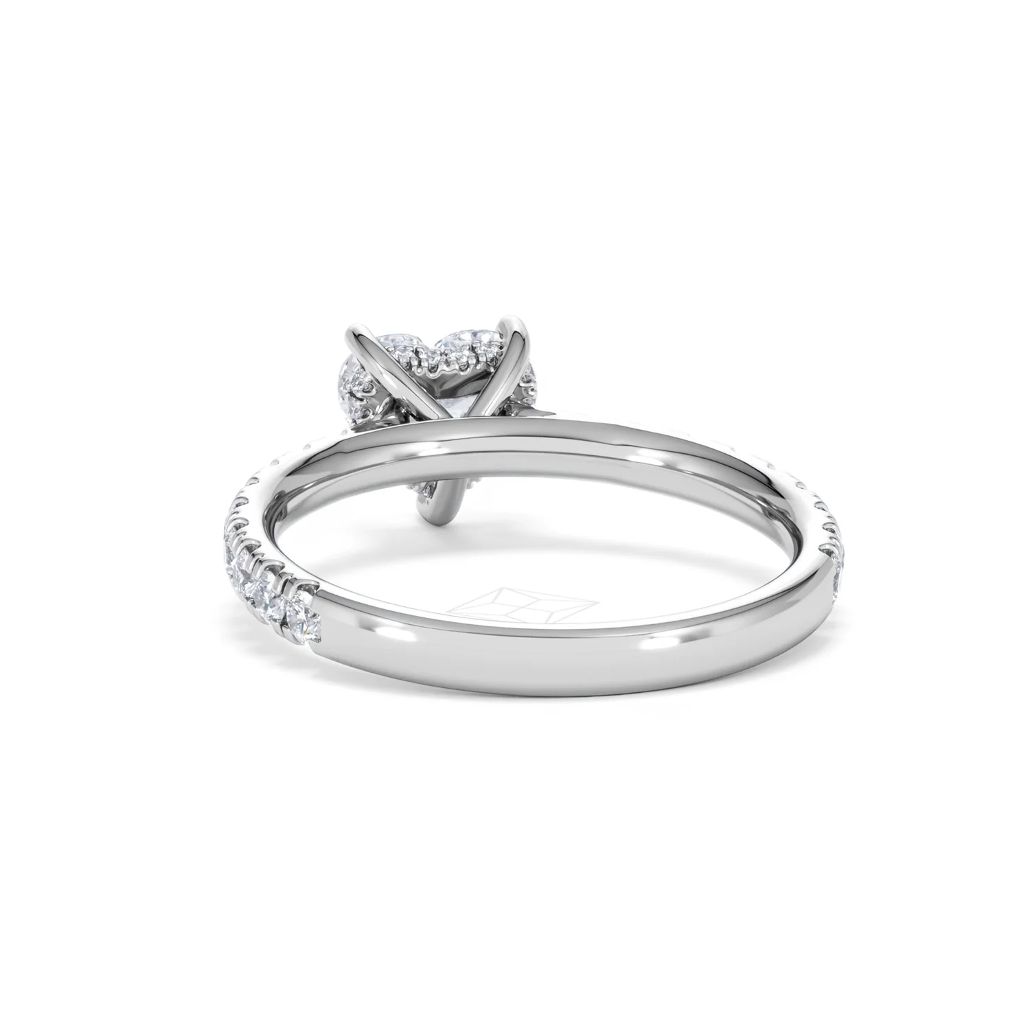 Amora Heart 1.47ct Hidden Halo Lab Diamond Engagement Ring With Side Stones Set in 18K White Gold - Image 51