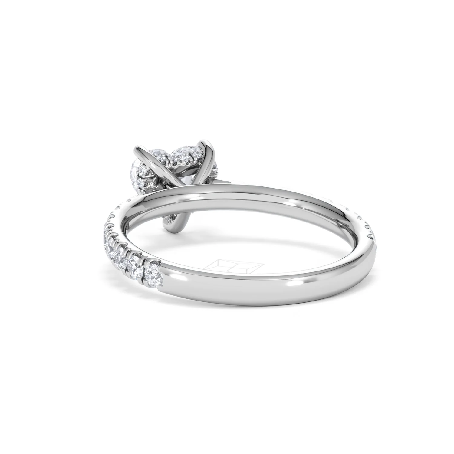 Amora Heart 1.47ct Hidden Halo Lab Diamond Engagement Ring With Side Stones Set in 18K White Gold - Image 53