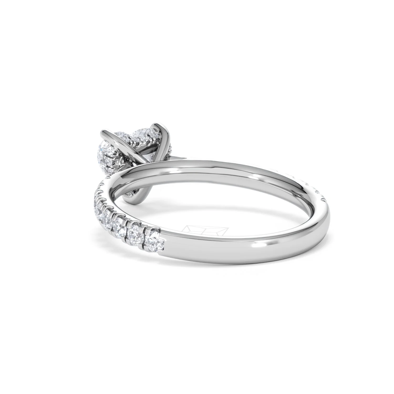 Amora Heart 1.47ct Hidden Halo Lab Diamond Engagement Ring With Side Stones Set in 18K White Gold - Image 55