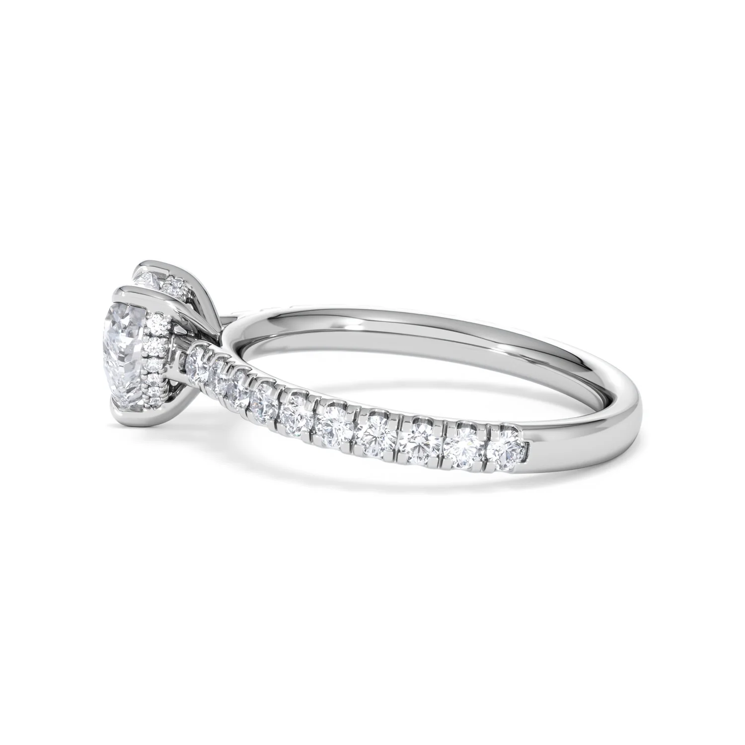 Amora Heart 1.47ct Hidden Halo Lab Diamond Engagement Ring With Side Stones Set in 18K White Gold - Image 66