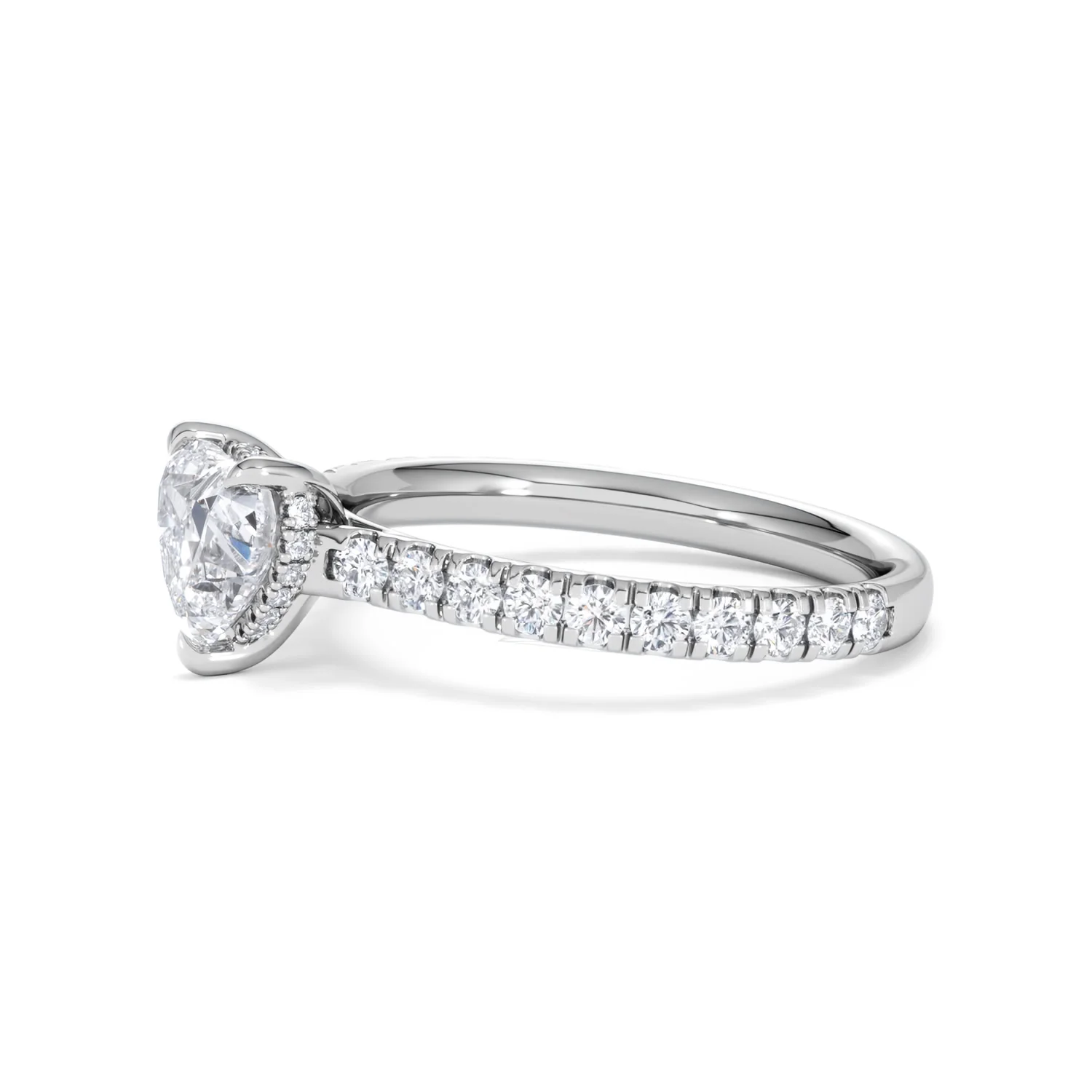 Amora Heart 1.47ct Hidden Halo Lab Diamond Engagement Ring With Side Stones Set in 18K White Gold - Image 73