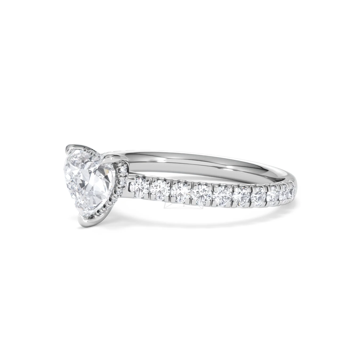 Amora Heart 1.47ct Hidden Halo Lab Diamond Engagement Ring With Side Stones Set in 18K White Gold - Image 77