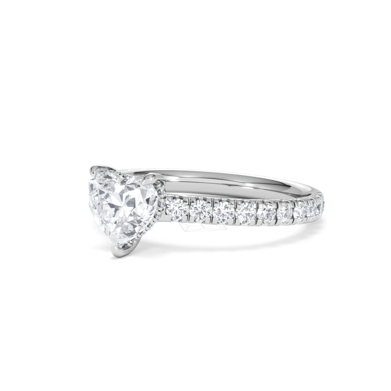 Amora Heart 1.47ct Hidden Halo Lab Diamond Engagement Ring With Side Stones Set in 18K White Gold - Image 80