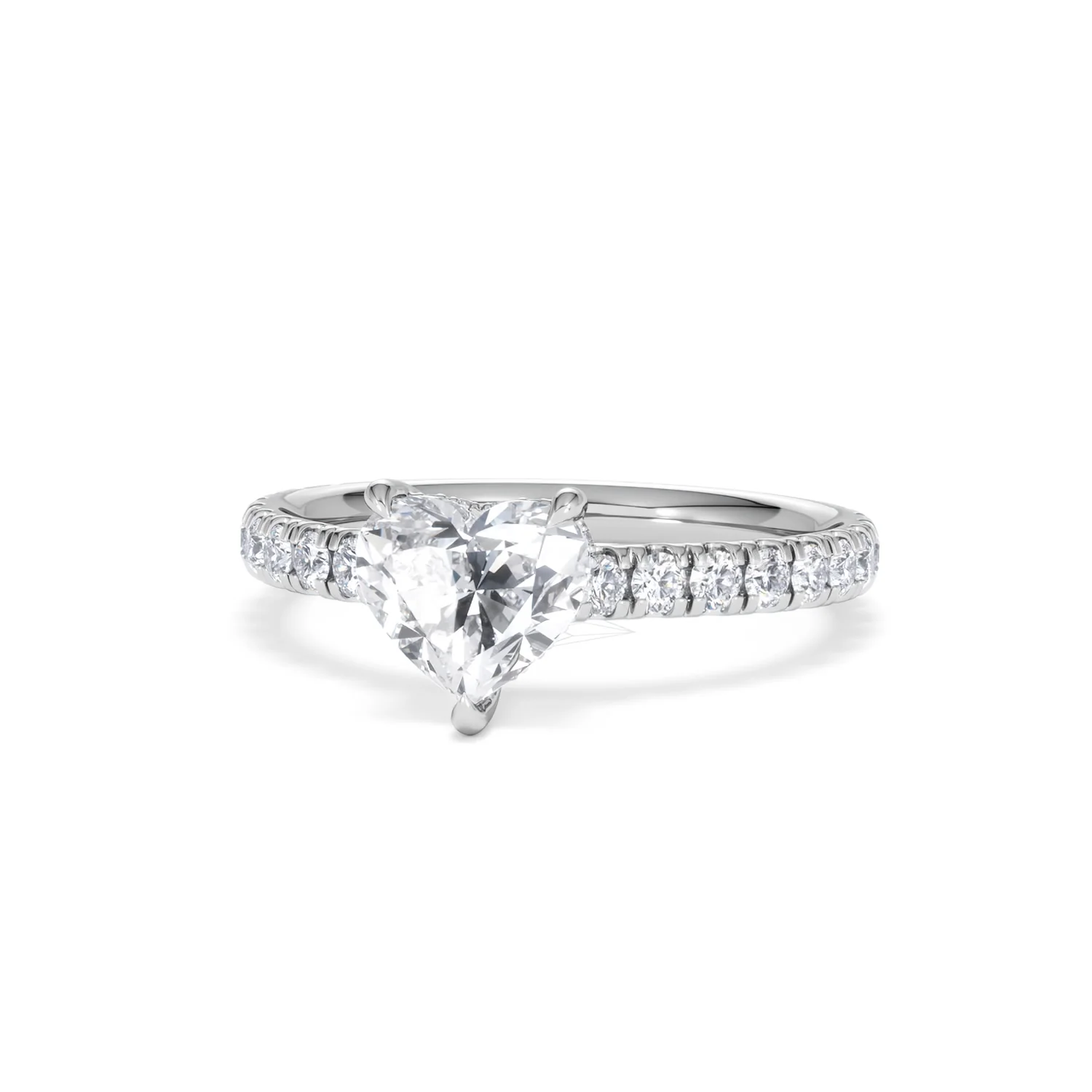 Amora Heart 1.47ct Hidden Halo Lab Diamond Engagement Ring With Side Stones Set in 18K White Gold - Image 85