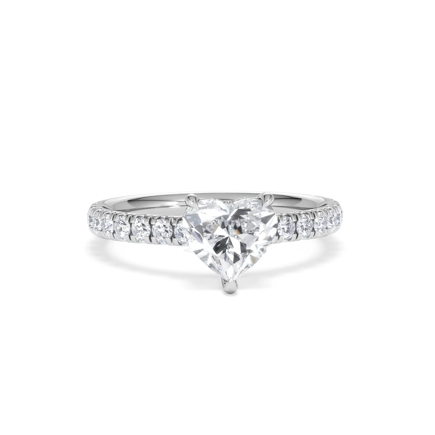 Amora Heart 1.47ct Hidden Halo Lab Diamond Engagement Ring With Side Stones Set in 18K White Gold - Image 9