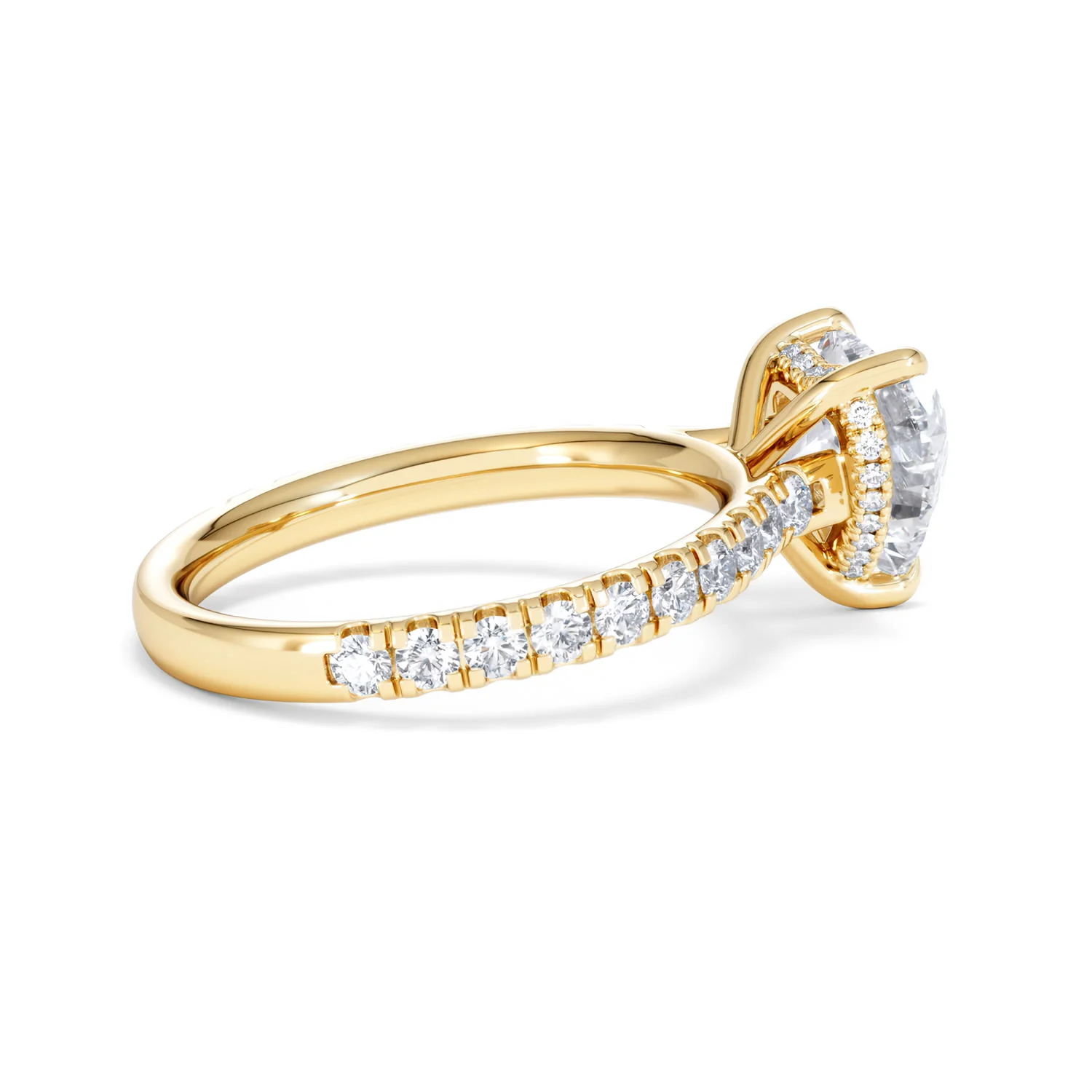 Amora Heart 2.55ct Hidden Halo Lab Diamond Engagement Ring With Side Stones Set in 18K Gold - Image 32