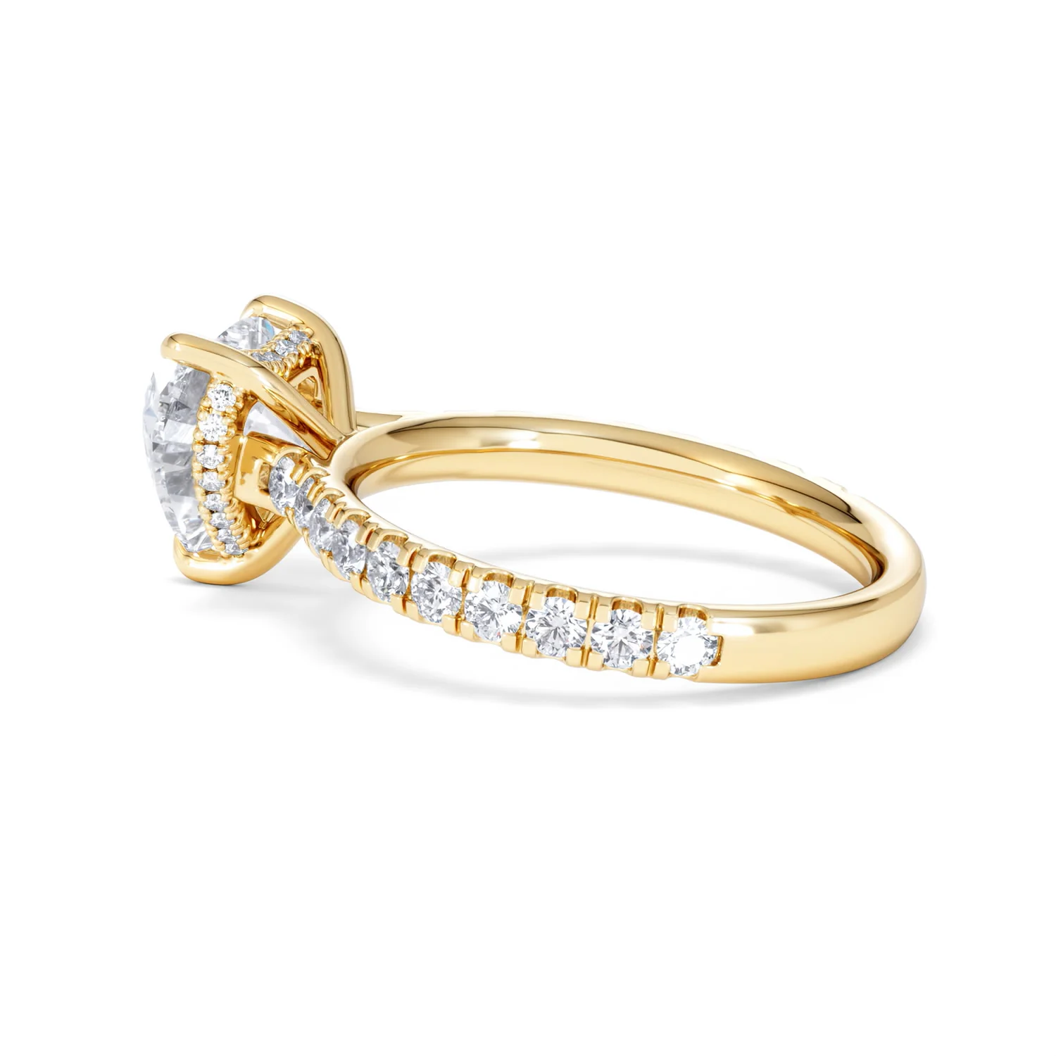 Amora Heart 2.55ct Hidden Halo Lab Diamond Engagement Ring With Side Stones Set in 18K Gold - Image 63