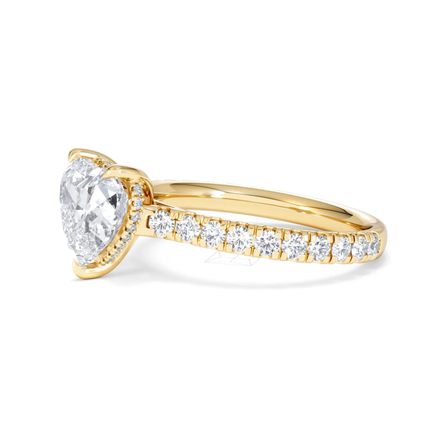 Amora Heart 2.55ct Hidden Halo Lab Diamond Engagement Ring With Side Stones Set in 18K Gold - Image 74