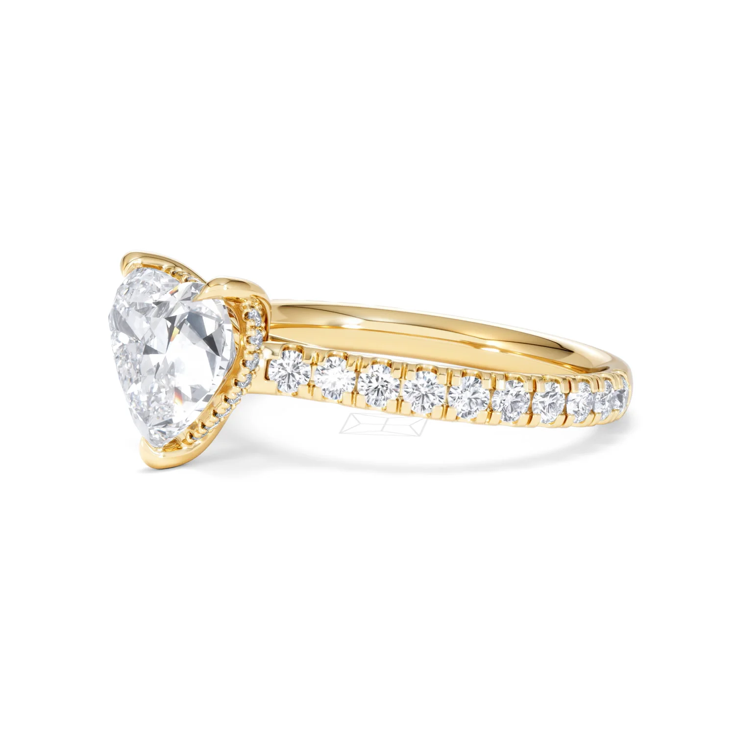 Amora Heart 2.55ct Hidden Halo Lab Diamond Engagement Ring With Side Stones Set in 18K Gold - Image 76