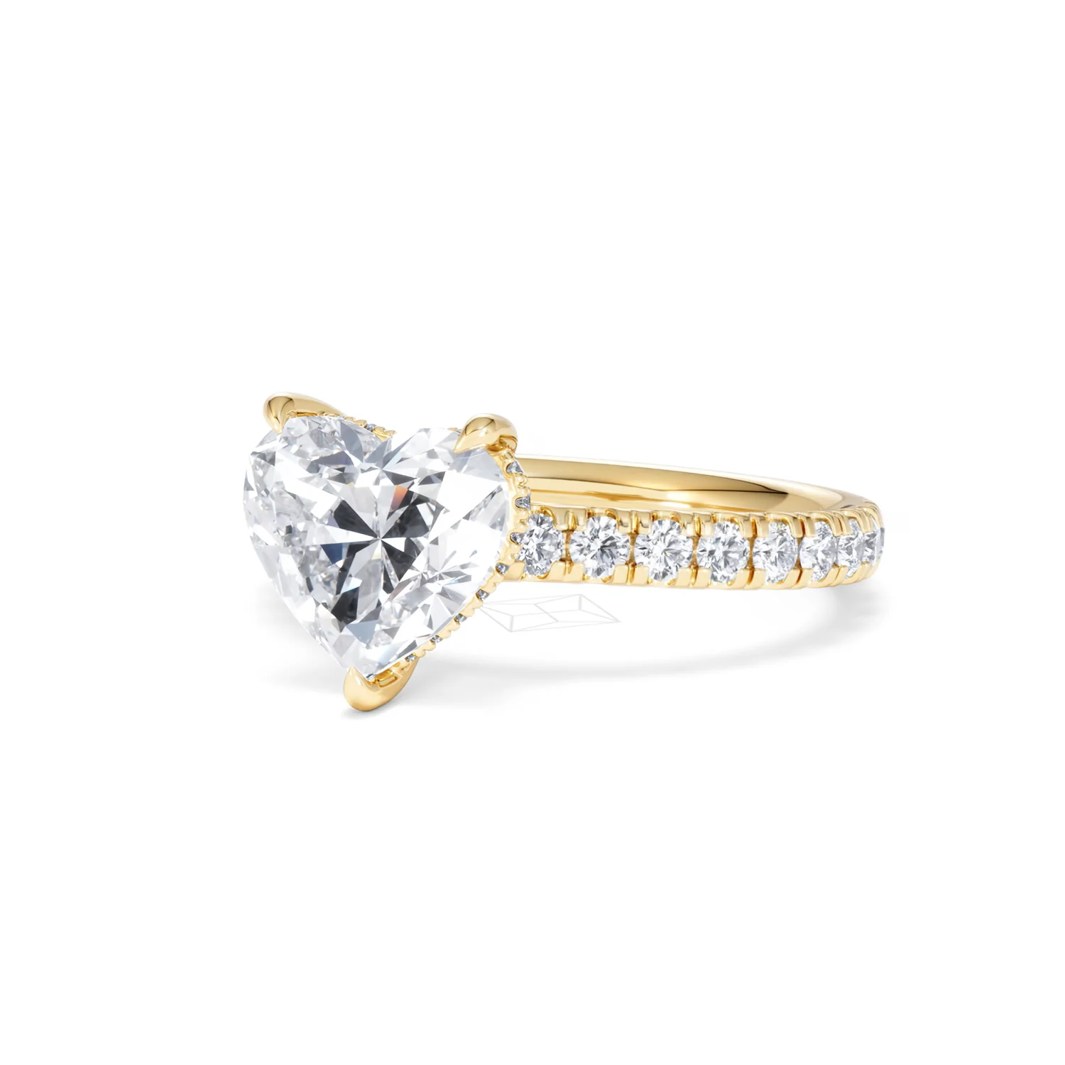 Amora Heart 2.55ct Hidden Halo Lab Diamond Engagement Ring With Side Stones Set in 18K Gold - Image 82