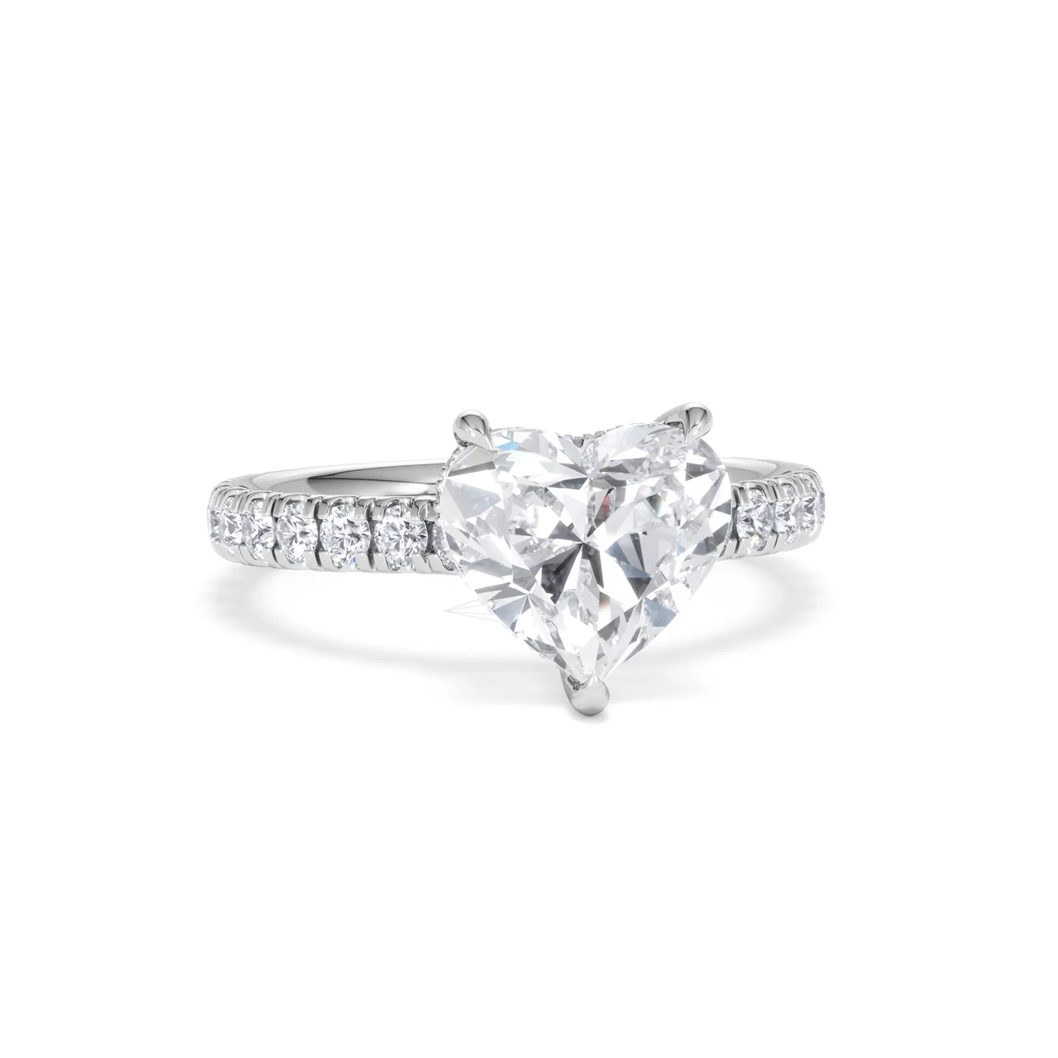 Amora Heart 2.55ct Hidden Halo Lab Diamond Engagement Ring With Side Stones Set in 18K Platinum - Image 10