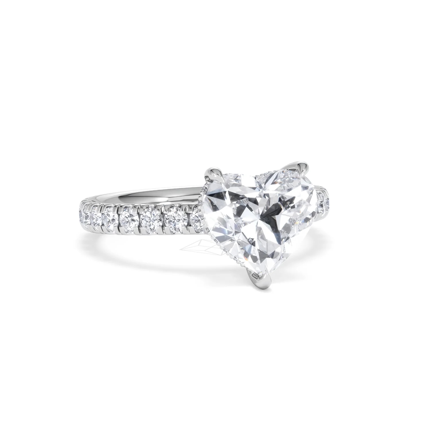 Amora Heart 2.55ct Hidden Halo Lab Diamond Engagement Ring With Side Stones Set in 18K Platinum - Image 12